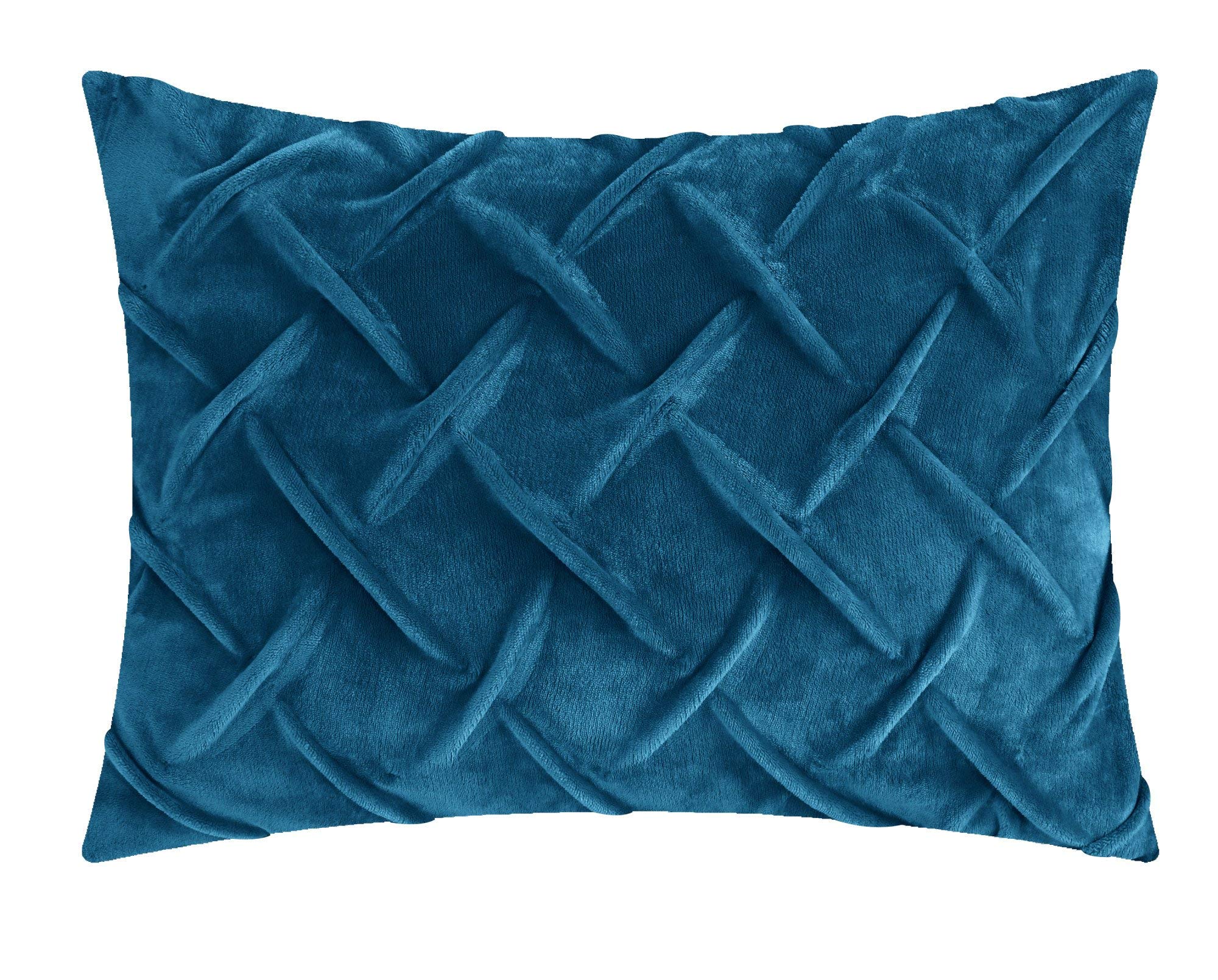 Luxury Naama Comforter Set - Ultra Soft Micro Mink & Sherpa Lined Bedding with Criss Cross Pinch Pleat Design - Includes Decorative Pillow Shams - Queen Size - Teal Blue - Perfect for Master Bedroom, Guest Room & Cozy Winter Nights