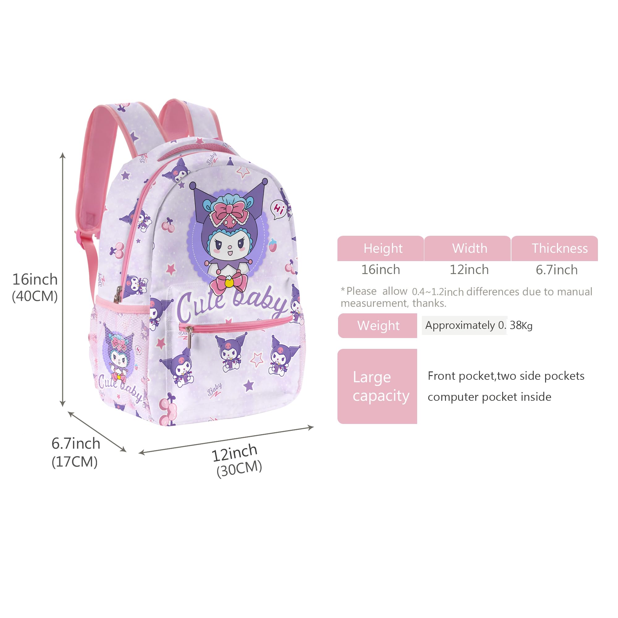 Cute Pink Backpack for Women - Kawaii Stylish Casual Daypack for Travel, Shopping & College | Lightweight Waterproof Laptop Backpack with USB Charging Port