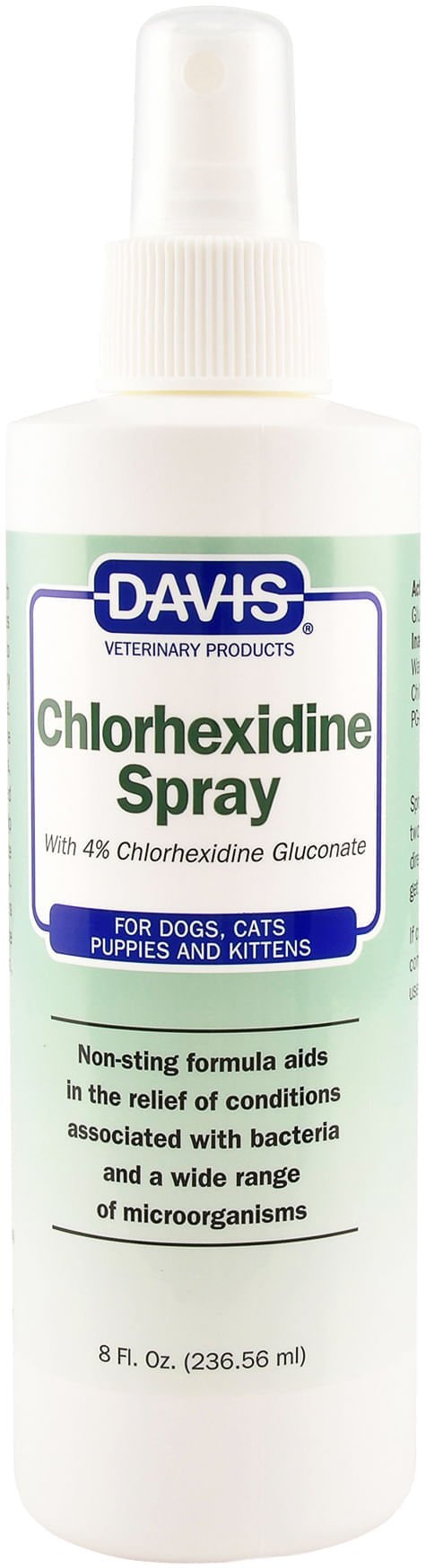 Davis 4% Chlorhexidine Spray for Dogs & Cats - 8 oz Antibacterial Wound Care Solution - Ideal for Post-Surgery, Skin Infections & Minor Cuts