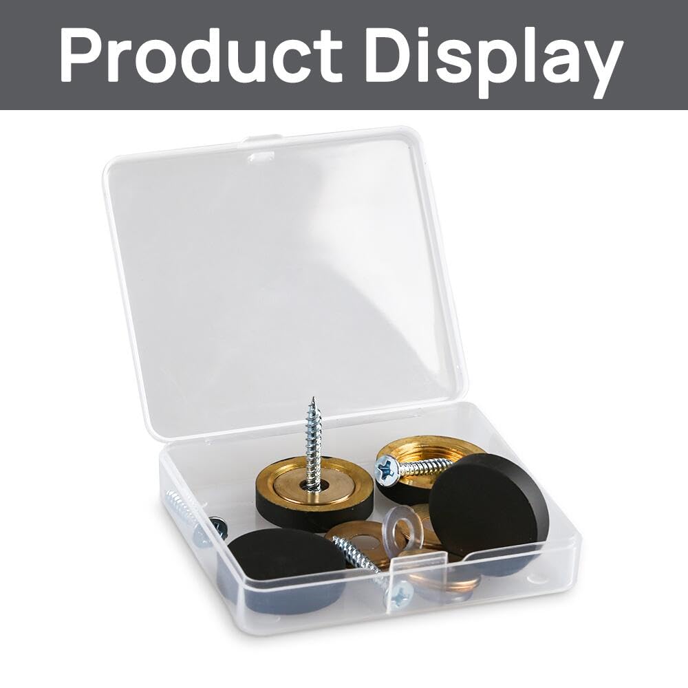 Decorative Solid Brass Mirror Screws with Black Caps - 25mm (4 Pack) - Perfect for Framed Mirrors, Bathroom Vanities, and Furniture Hardware Installation