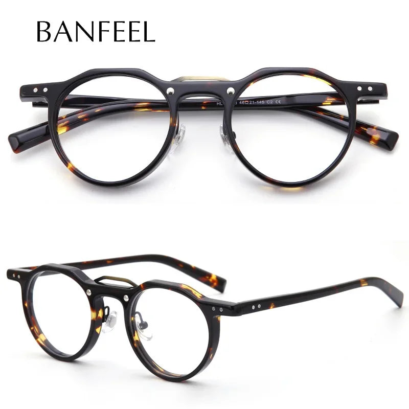 Stylish Aror Unisex Full Rim Flat Top Oval Double Bridge Acetate & Titanium Eyeglasses 56498 - Perfect for Work, Reading, and Fashion Accessories