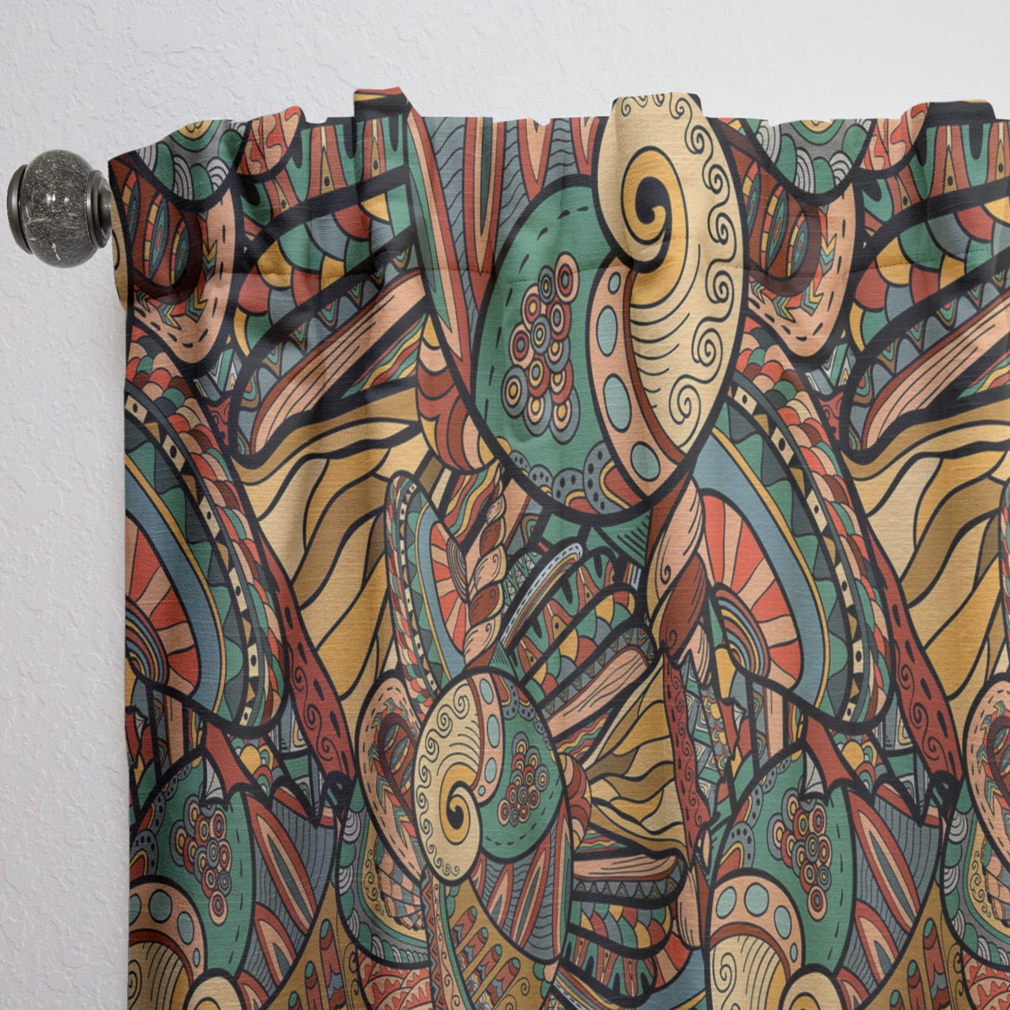 Abstract Ocean Life Pattern Thermal Insulated Curtains - Single Panel 52x108 Inches - Blackout Drapes for Bedroom & Living Room - Perfect for Coastal Decor & Sun Protection