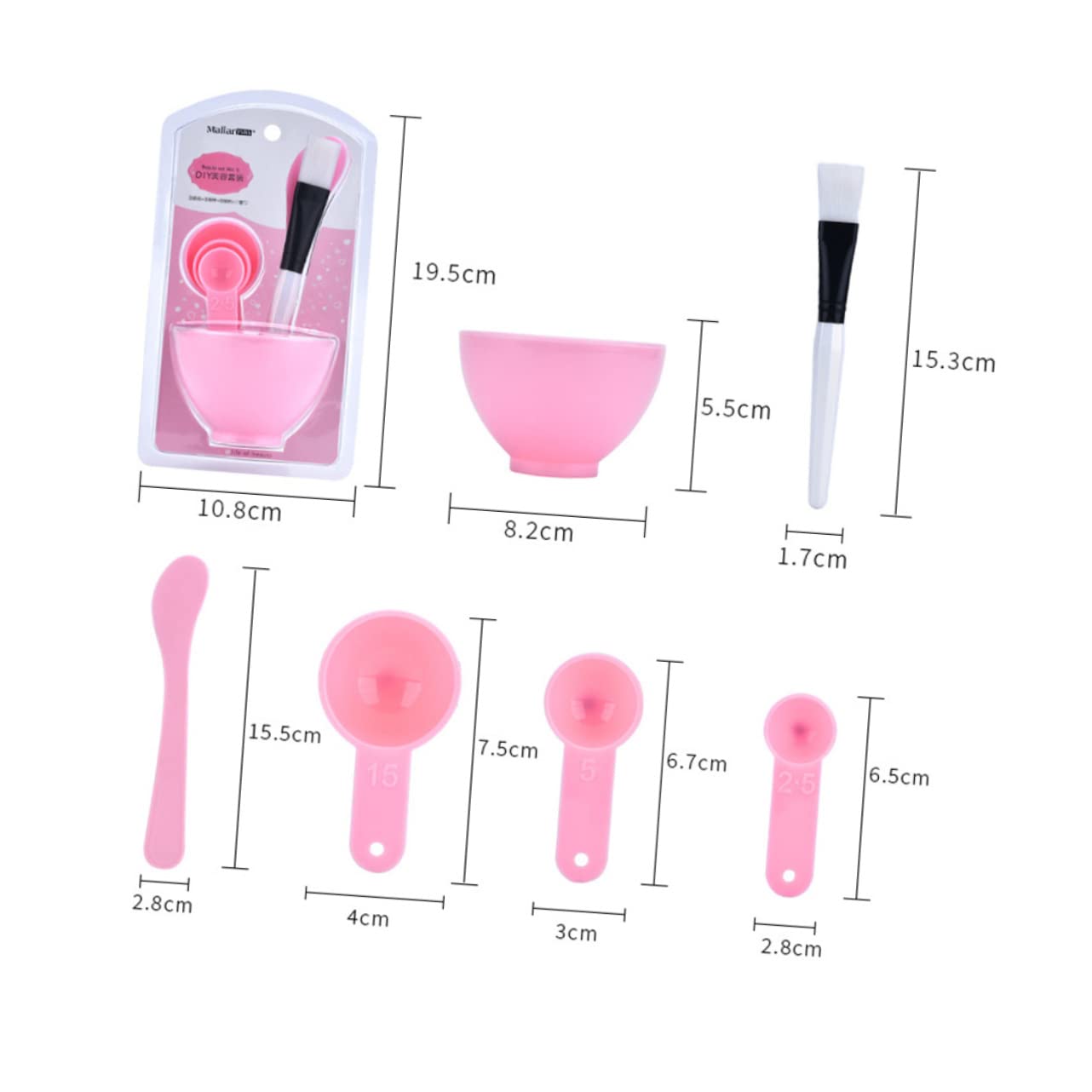 4-Piece Plastic Facial Mask Bowl Set with Measuring Tool - Gentle & Durable for DIY Skincare, Spa, and Beauty Treatments (Random Colors)