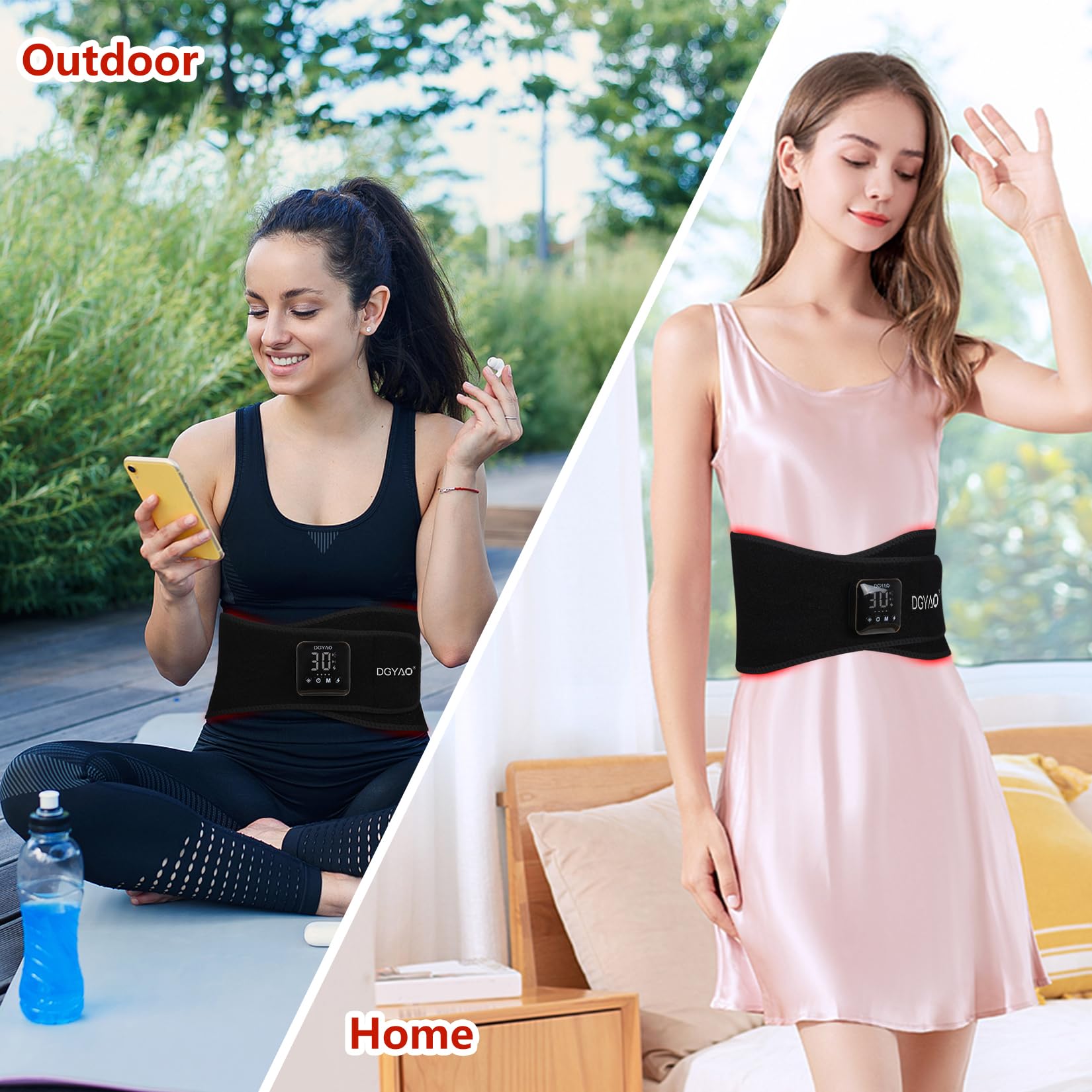 FDA Cleared Cordless Infrared Light Therapy Belt for Waist, Back & Joint Pain Relief - 4000mAh Rechargeable Battery, Home Use Muscle Relaxation Wrap - Perfect for Athletes, Office Workers & Chronic Pain Sufferers