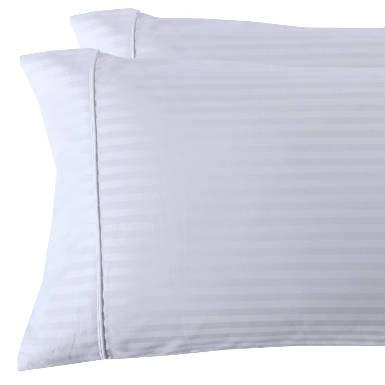Premium 100% Cotton Standard Size Pillowcases - White Cooling Sateen with Smooth Striped Weave | Breathable Bedding for Hot Sleepers, Luxury Hotel Style Home Decor, Gift for Housewarming