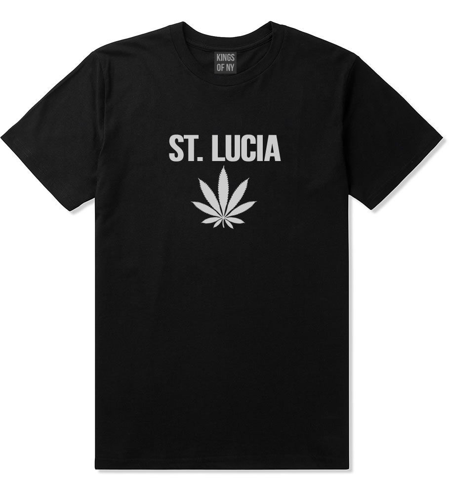 St. Lucia Weed Leaf Marijuana T-Shirt for Men - Cool Cannabis Graphic Tee for 420 Lovers, Reggae Fans & Island Vibes | Perfect for Festivals, Beach Parties & Relaxed Streetwear