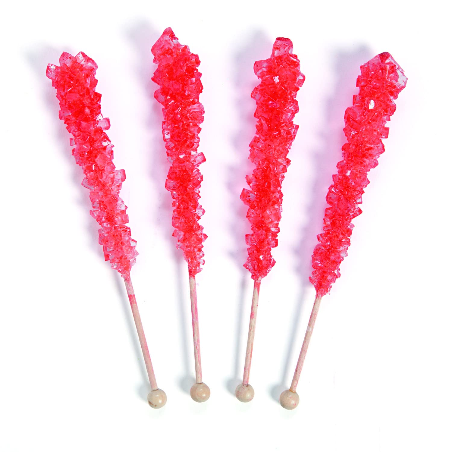 Rock Candy Pop Sticks - 24 Individually Wrapped Nostalgic Lollipops (Red) | Perfect for Party Favors, Candy Buffets & Vintage-Themed Events