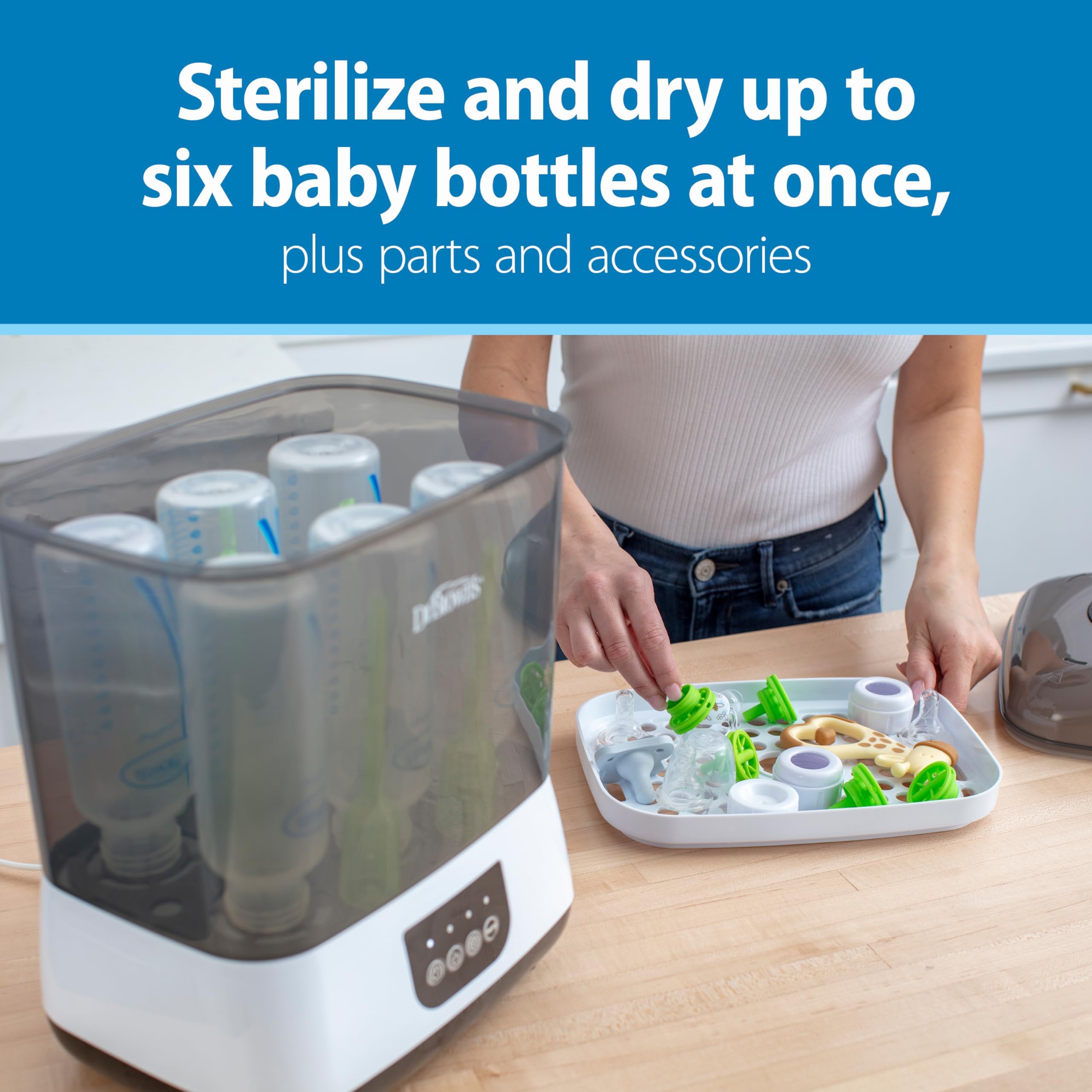 Dr. Brown's All-in-One Baby Bottle Sterilizer and Dryer | Sanitize Bottles, Pacifiers & Newborn Essentials | Perfect for Daycare, Travel & Home Use