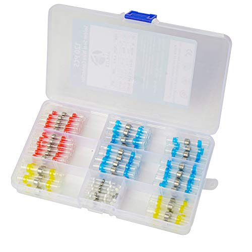 Amlits 120 PCS Heat Shrink Solder Seal Wire Connectors - Waterproof & Insulated Butt Splice Terminals for Electrical Wiring | Ideal for Automotive, Marine & Home DIY Electrical Repairs