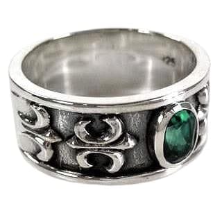 Fleur De Lis Sterling Silver Men's Emerald Ring – Elegant Green Gemstone Jewelry for Men, Perfect for Weddings, Gifts & Special Occasions