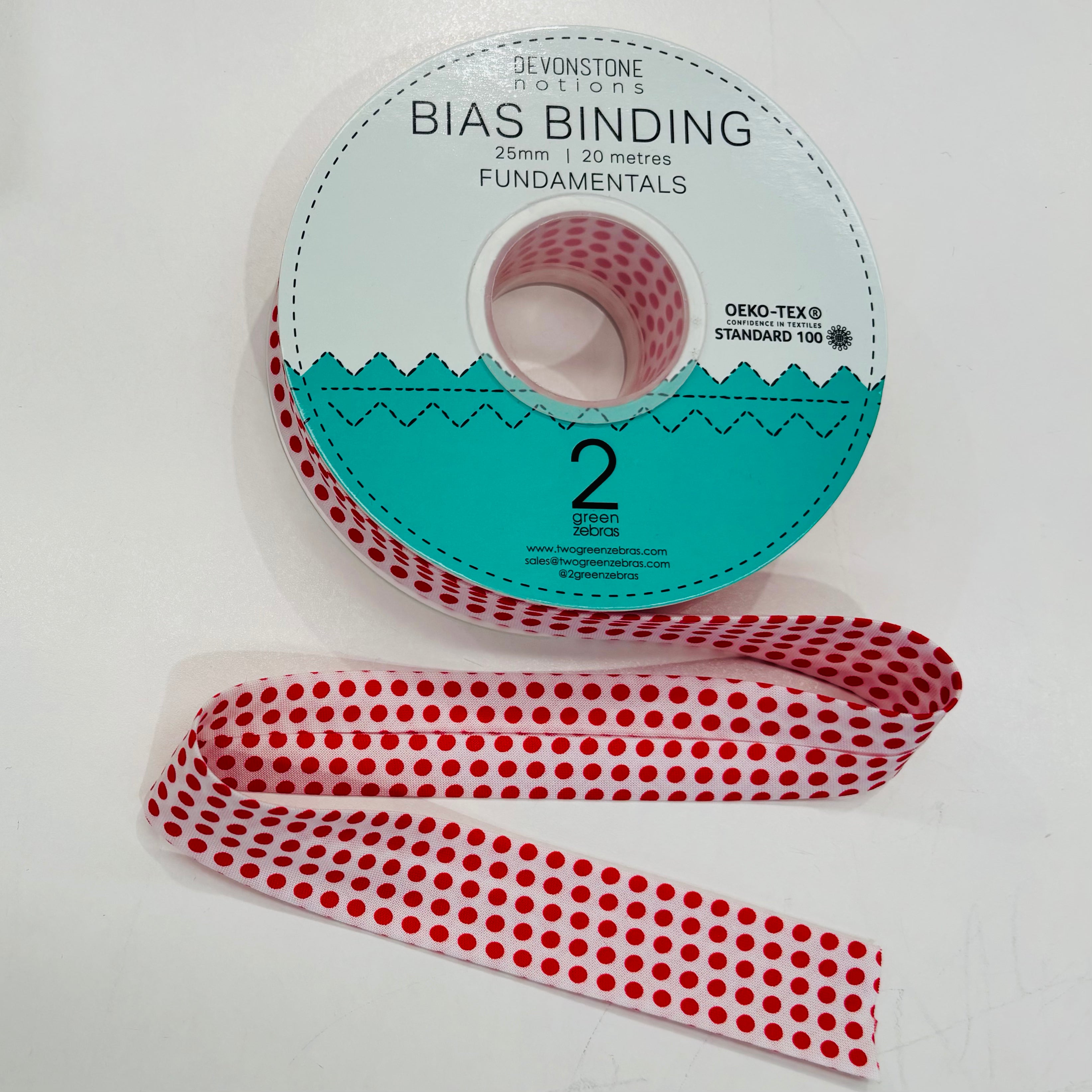 25mm/1 Inch Red Delicious Spot Bias Binding Tape DVBB2939 - Perfect for Quilting, Sewing & DIY Craft Projects