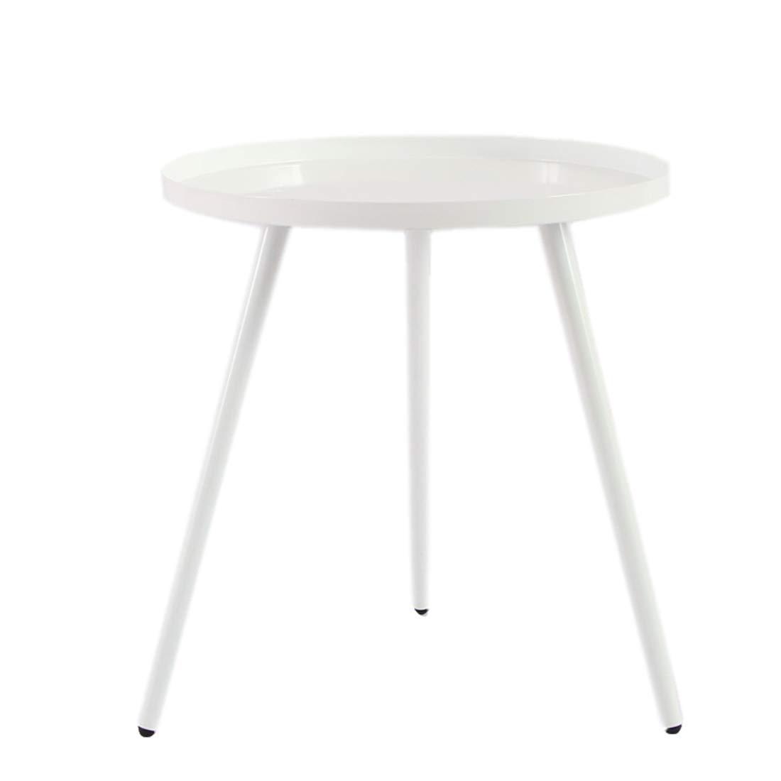 Modern White Round Metal Side Table - Small Accent Table for Drinks & Snacks - Indoor/Outdoor End Table for Living Room, Balcony, Patio, Home & Office Decor - Perfect for Coffee, Books & Plants