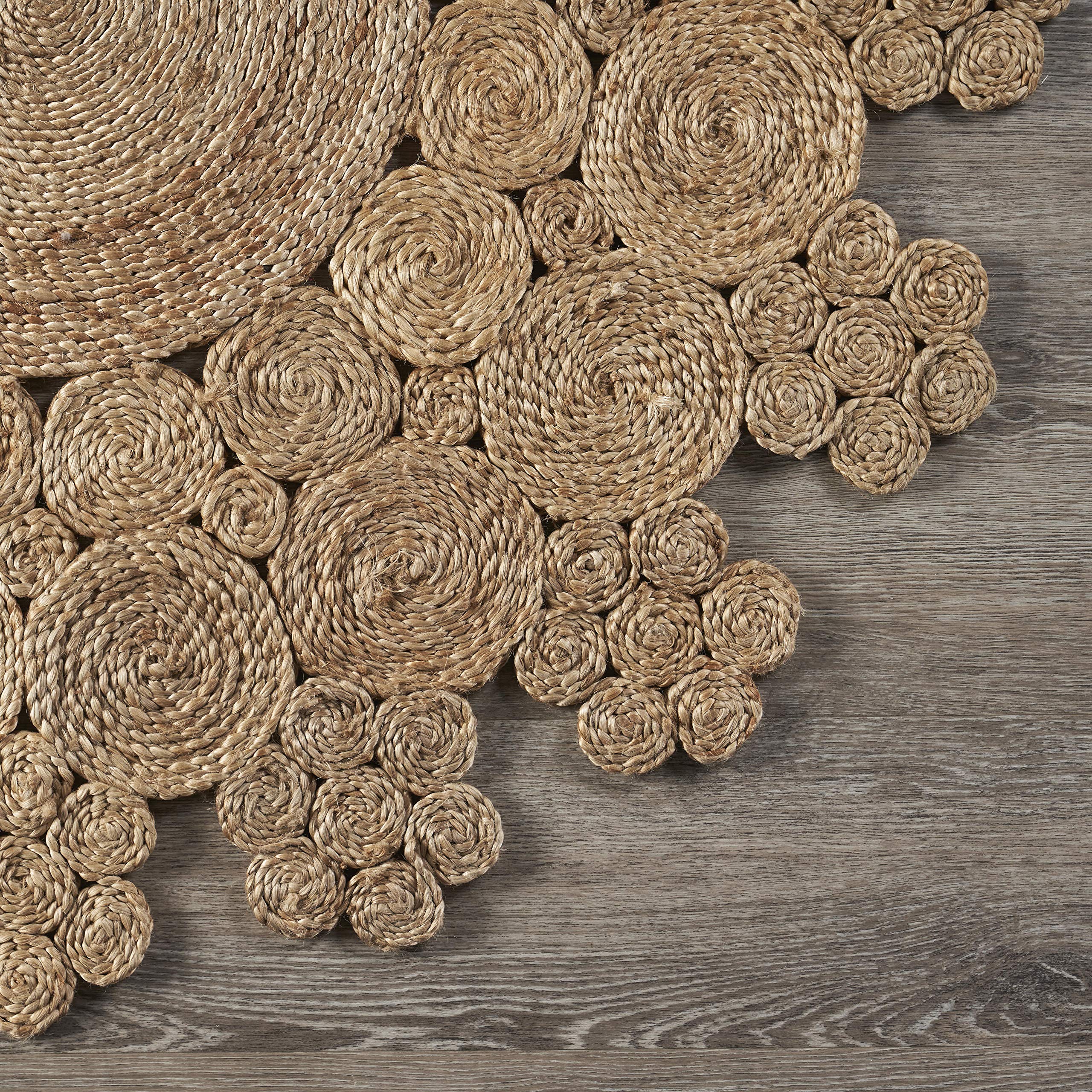 Natural Jute 4ft Round Area Rug - Boho Farmhouse Decor for Living Room & Bedroom