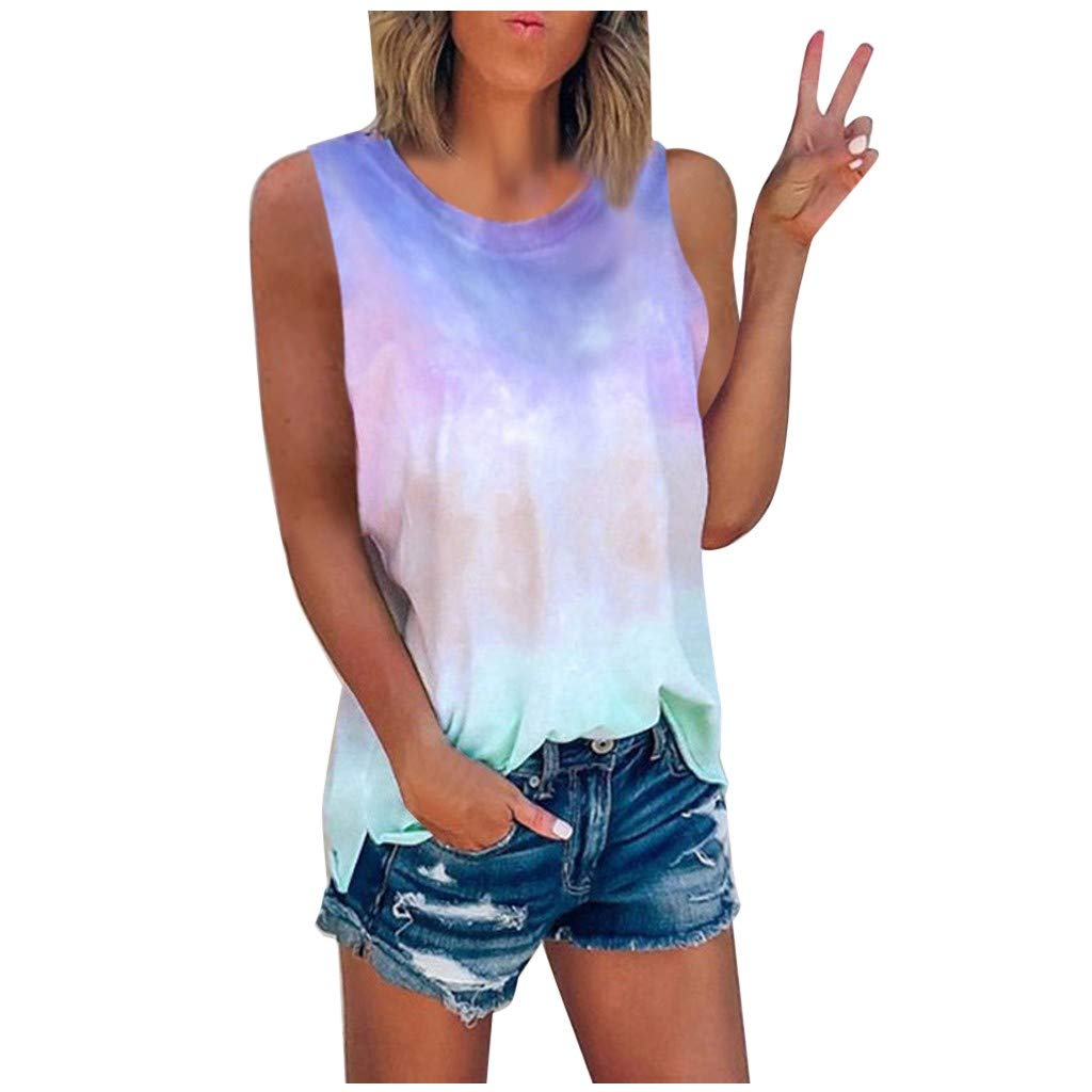 Women's Tie Dye Tank Tops - Summer Sleeveless Loose Fit Casual Shirts, Sexy Athletic Vest for Women | Perfect for Beach, Gym, Yoga & Outdoor Activities