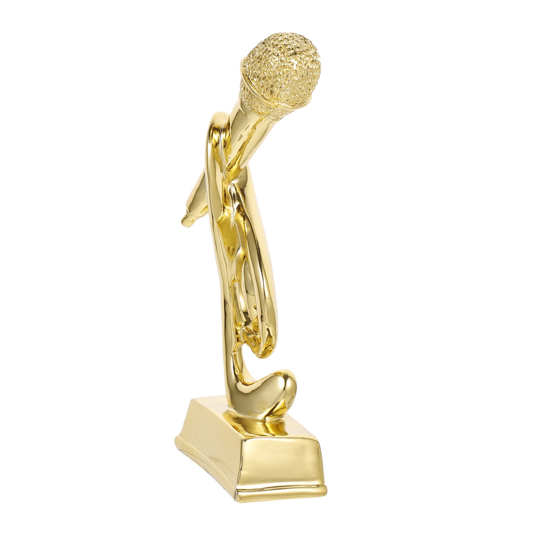 Kisangel 3-Piece Golden Resin Music Trophy Set - Children's Microphone & Note Award Trophies for Singing Contests, School Performances & Party Decorations