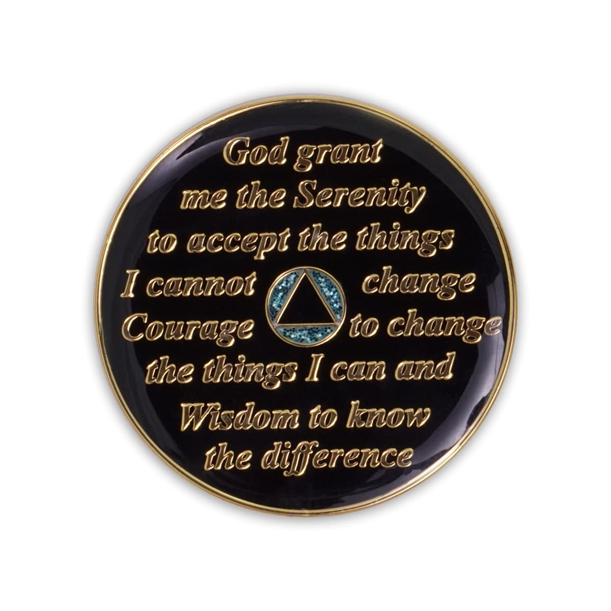 5 Year Sobriety Coin - Glitter Triplate AA Recovery Anniversary Token (Blue) | Motivational Gift for Alcoholics Anonymous, 12 Step Program Milestone | Perfect for AA Meetings, Sobriety Celebrations & Inspirational Keepsakes