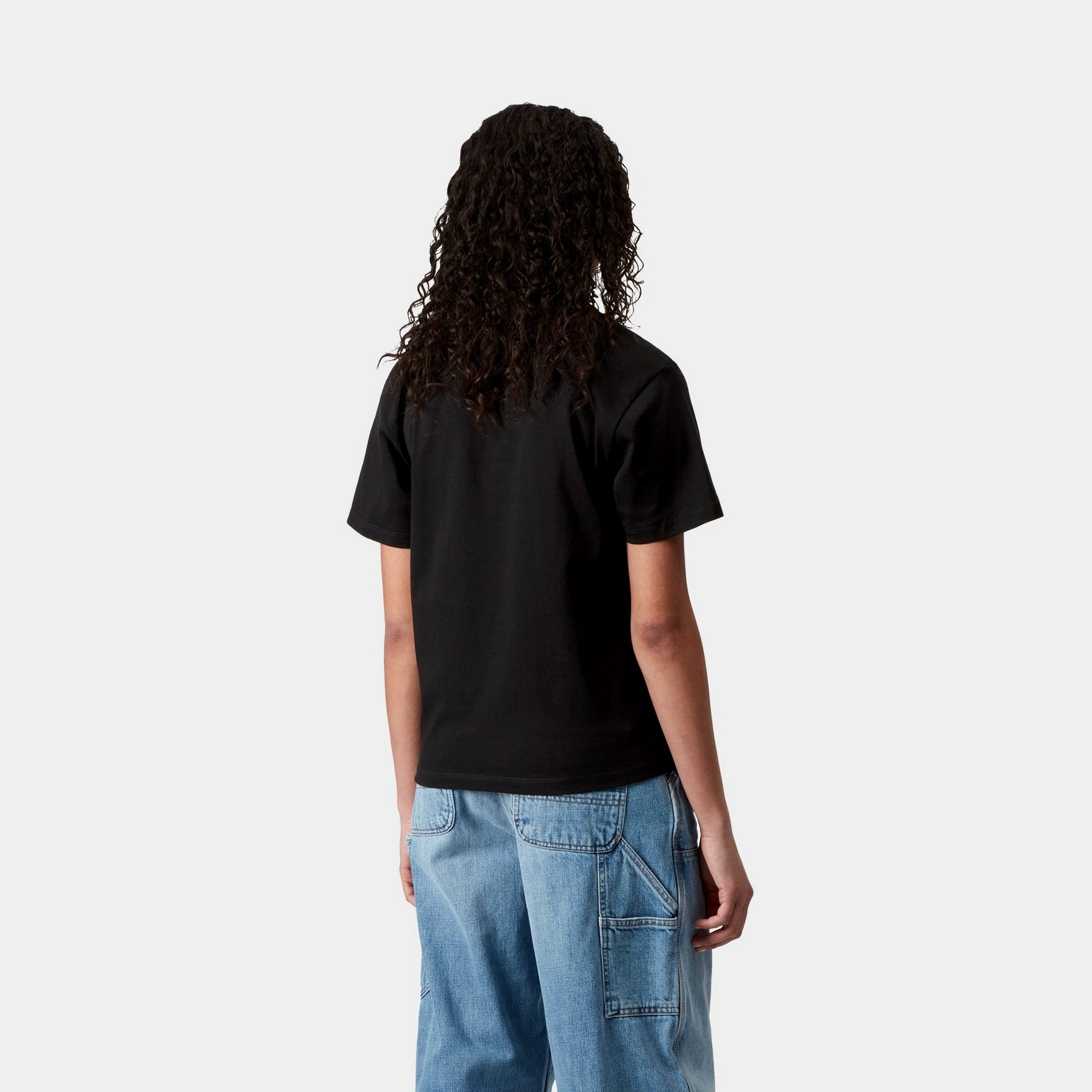 Women's Heart Print Pocket T-Shirt - Soft Cotton Casual Tee for Everyday Wear | Black & Black | Perfect for Casual Outings, Dates, and Layering