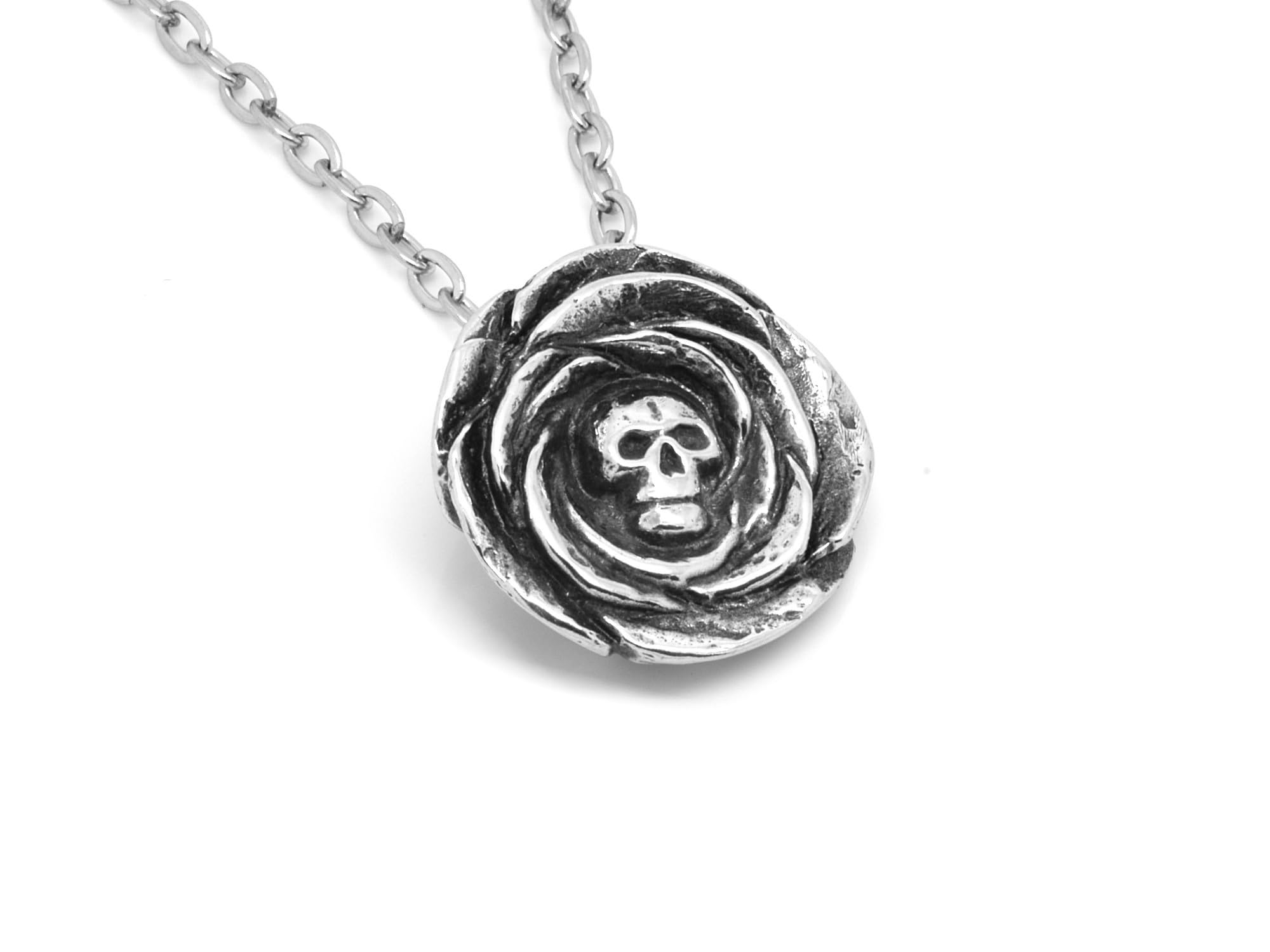 Gothic Rose Skull Necklace - Memento Mori Floral Death Head Jewelry for Women - Perfect for Halloween, Gothic Fashion & Dark Aesthetic Outfits