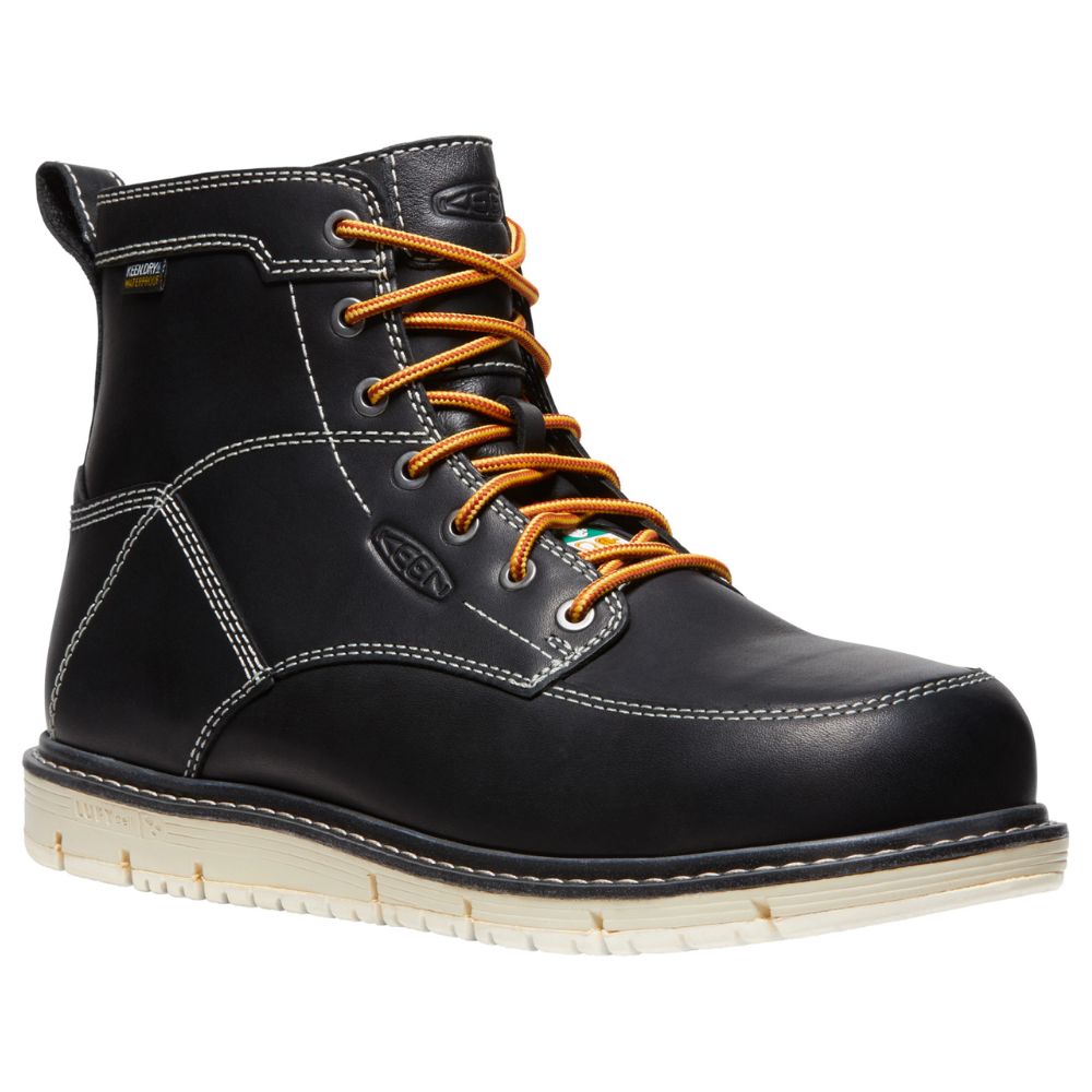 Keen San Jose Men’s 6” Waterproof Aluminum Toe Work Boots - OSHA Compliant Safety Shoes for Construction & Outdoor Work (Black, Model 1027083)