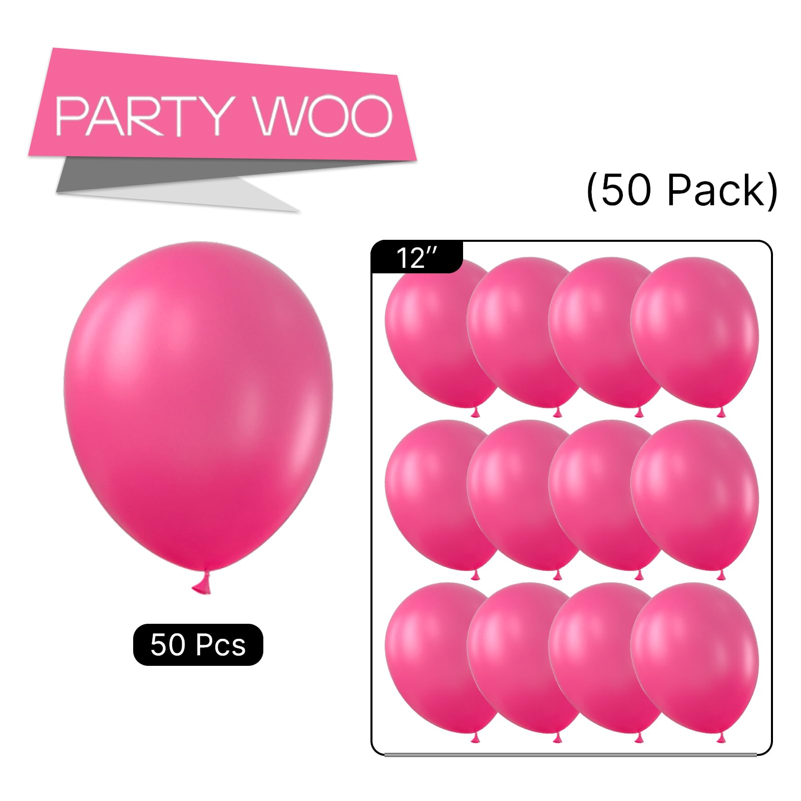 50 Pack 12 Inch Magenta Balloons - Premium Dark Pink Balloons for Balloon Garland, Balloon Arch, Party Decorations, Birthday Party, Baby Shower, Wedding, Bridal Shower & Anniversary Celebrations - Perfect for Indoor/Outdoor Events & Photo Backdrops