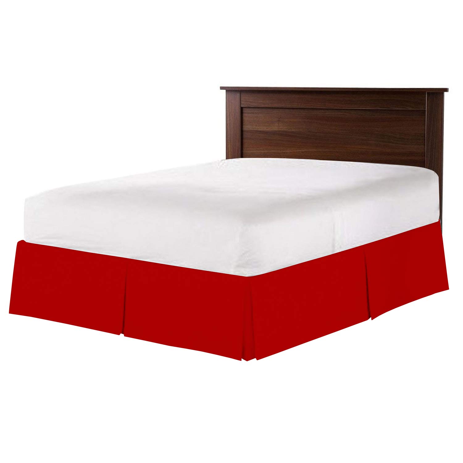Premium 100% Egyptian Cotton 800 TC Box Pleated Bedskirt - Split Corner Queen XL Size Dust Ruffle - 14 Inch Drop Blood Red Luxury Bed Skirt for Elegant Bedroom Decor | Perfect for Master Bedrooms, Guest Rooms & Hotel Style Makeovers