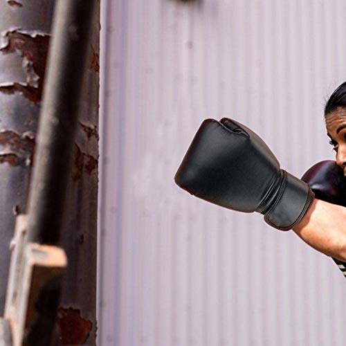 Premium PU Leather Boxing Gloves for Men & Women - Training Punching Mitts for MMA, Kickboxing & Fitness Workouts (Black) - Ideal for Home Gym, Boxing Classes & Martial Arts Training