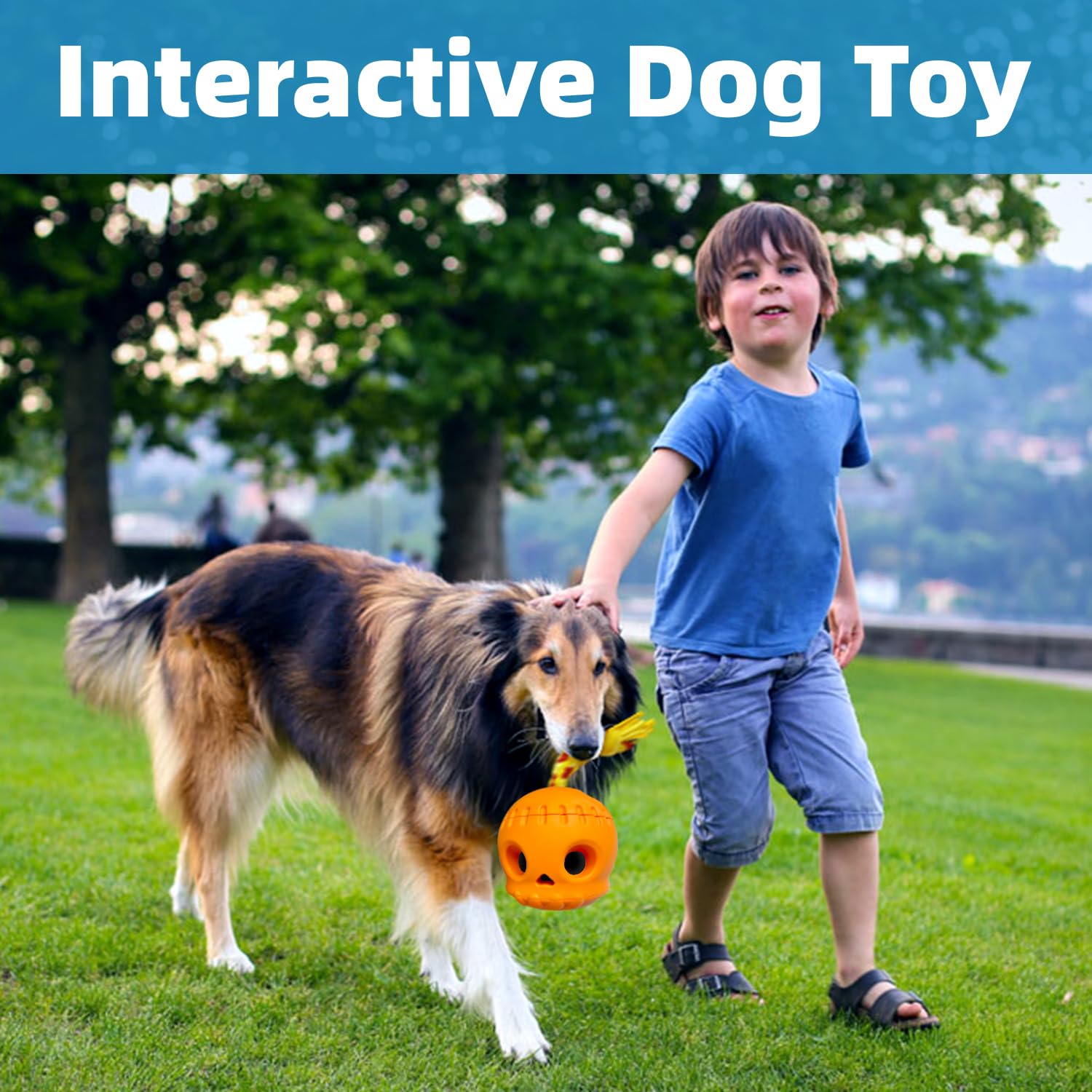 Durable Skull-Shaped Treat Dispensing Dog Toy for Large Dogs - Anxiety Relief, Boredom Buster, Easy to Clean (Orange) - Perfect for Indoor Play, Training Rewards & Mental Stimulation