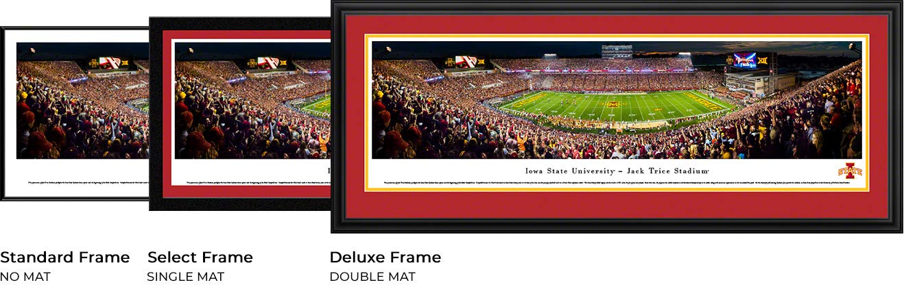 Iowa State Cyclones Football Night Game Panoramic Framed Wall Art - College Sports Decor for Man Cave, Game Room, or Office