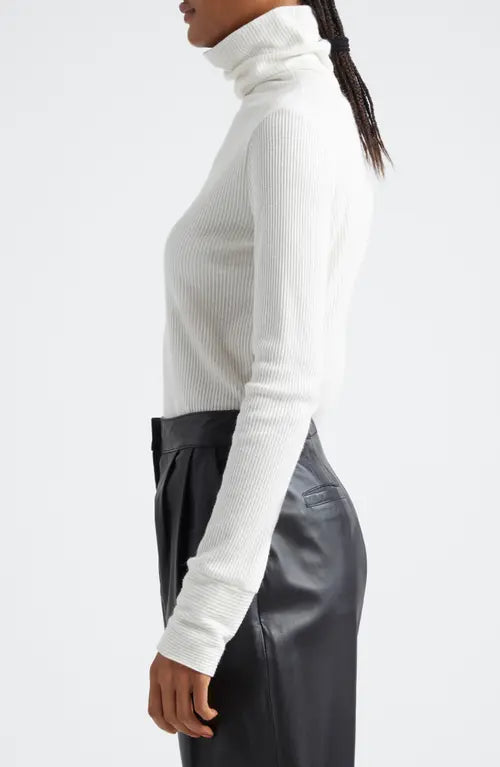 Ananda Women's Long Sleeve Turtleneck Sweater - Ivory - Soft Winter Knit Pullover for Office, Date Night & Casual Outfits