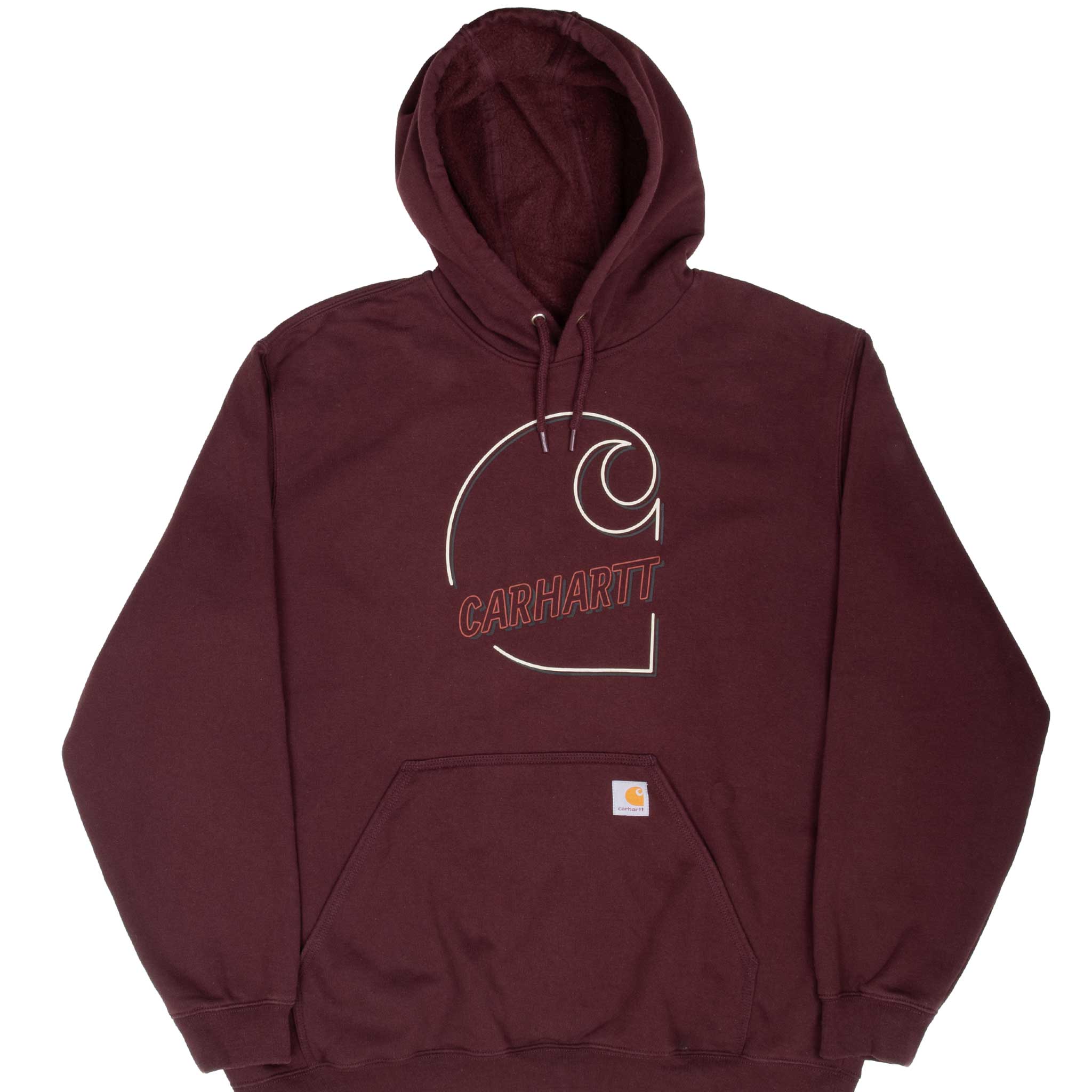 Vintage Carhartt Burgundy Hoodie Sweatshirt 2000s XL - Heavyweight Cotton Pullover for Men, Workwear & Outdoor Activities