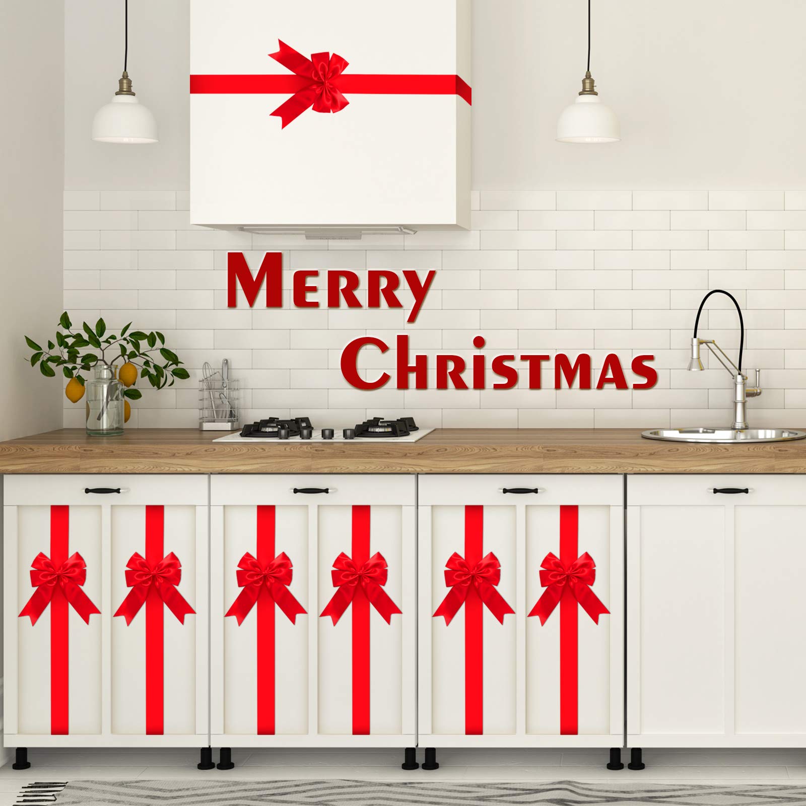 Premium 9-Piece WILLBOND Christmas Ribbon Bows Set - Large Decorative Door & Cabinet Bows for Xmas Tree, Wreaths, Gift Wrapping & Holiday Party Decorations (Red)