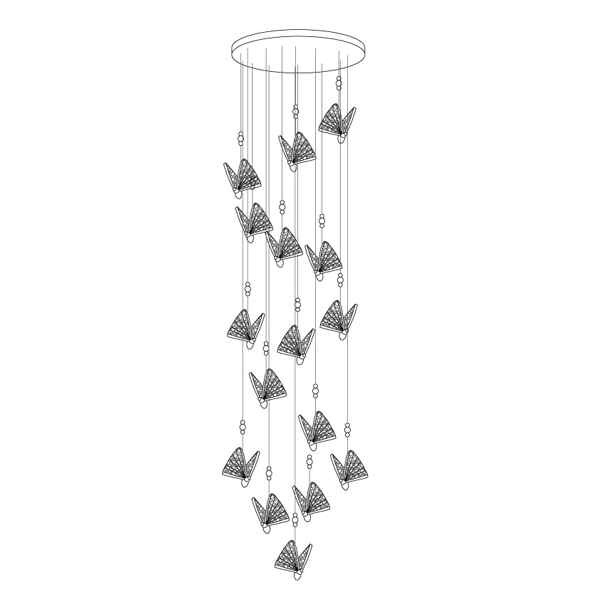 Elegant Butterfly Pendant Light - Vintage Floral Glass Ceiling Lamp for Bedroom, Dining Room, Nursery Decor - Perfect for Boho, Farmhouse & Cottage Style Home Lighting