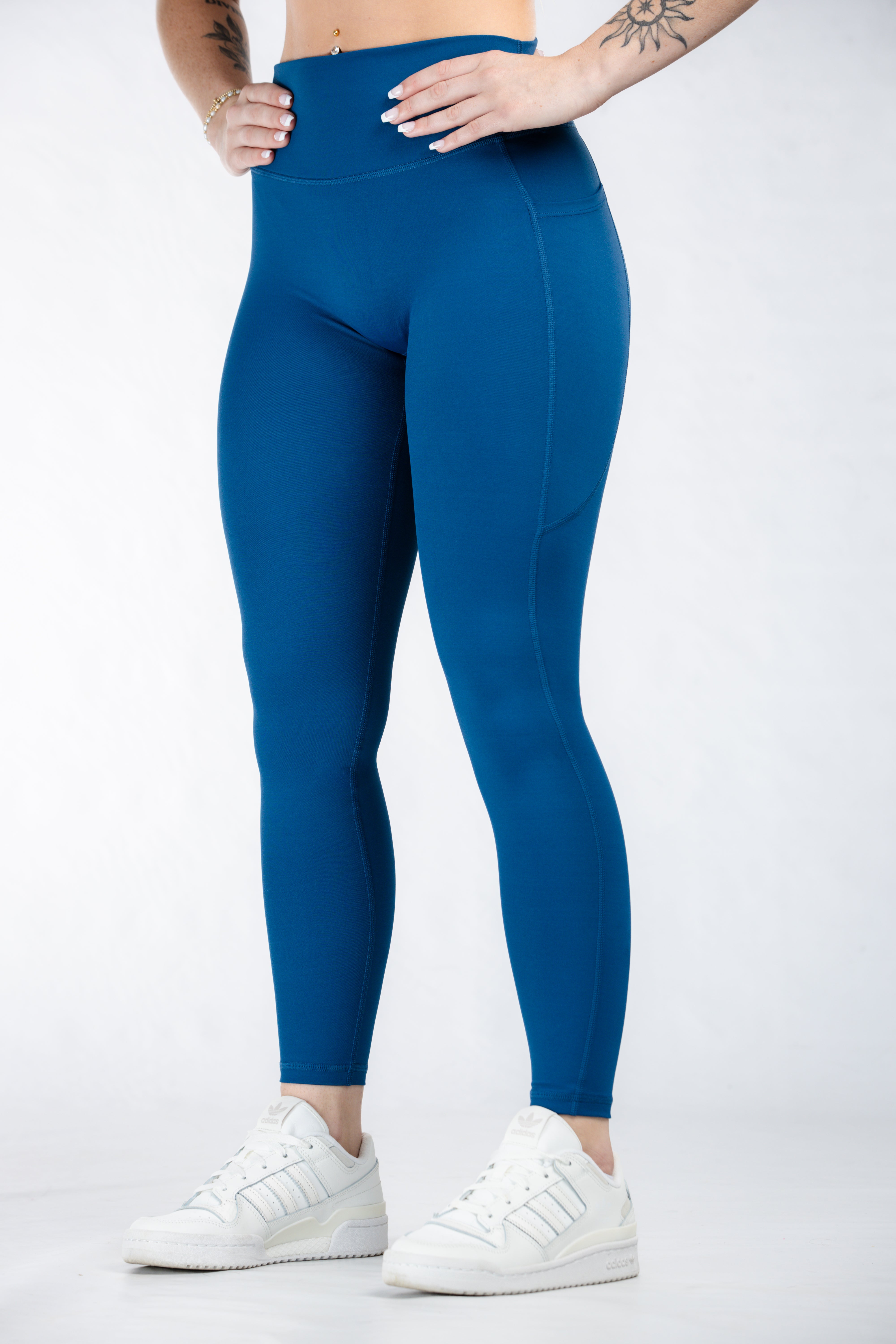 Empowered High Waist Yoga Leggings with Pockets for Women - Deep Blue | Workout, Running, Lounge & Everyday Wear