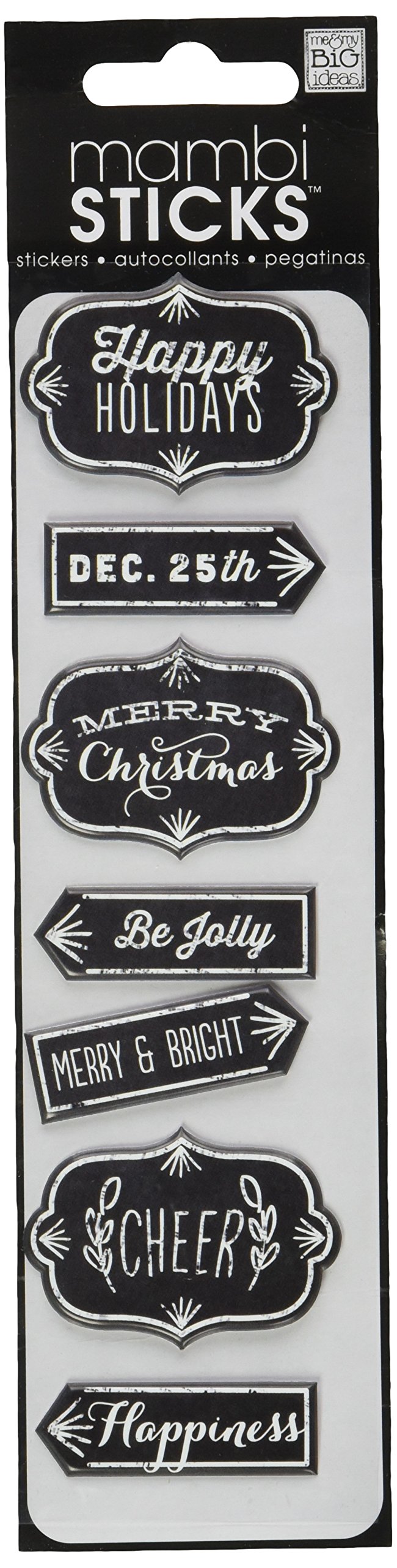 me & my BIG ideas mambiSTICKS Puffy Stickers - Holiday & Chalk Themed Decorative Stickers for Scrapbooking, Journals, and DIY Crafts