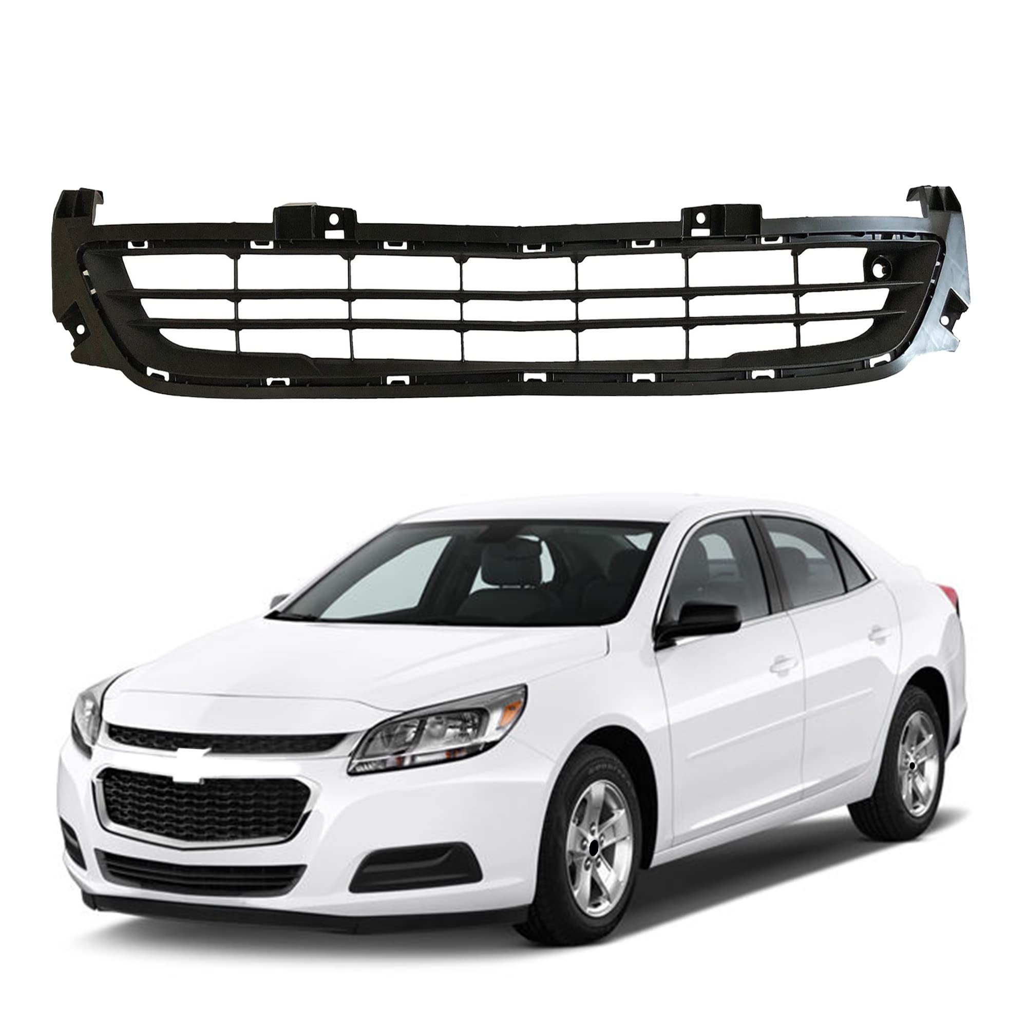 PartsFlow Lower Bumper Grille Compatible with 2014-2016 Chevy Malibu & Malibu Limited - Matte Black Replacement Bumper Grill for Enhanced Style & Protection | Perfect for Car Upgrades, Auto Body Repairs, and Custom Modifications