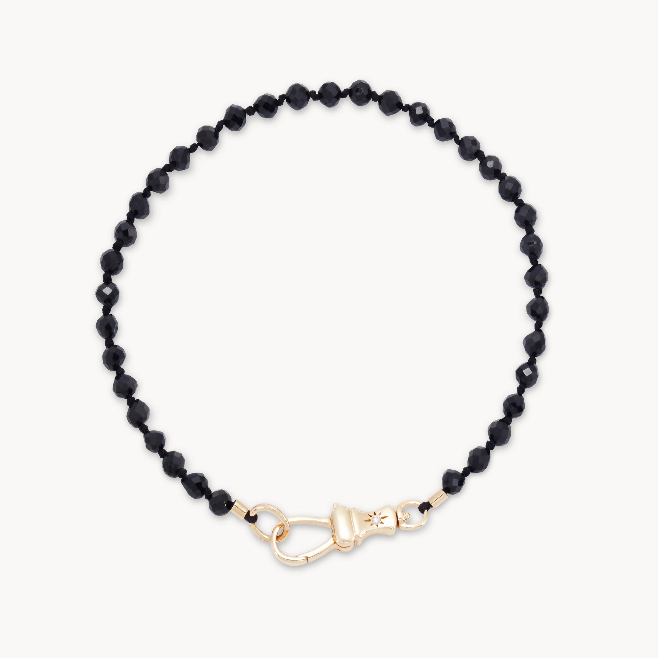 10K Yellow Gold Black Spinel Beaded Mood Bracelet with Natural Black Spinel & Brilliant Diamonds - Perfect for Everyday Wear, Gifts & Special Occasions