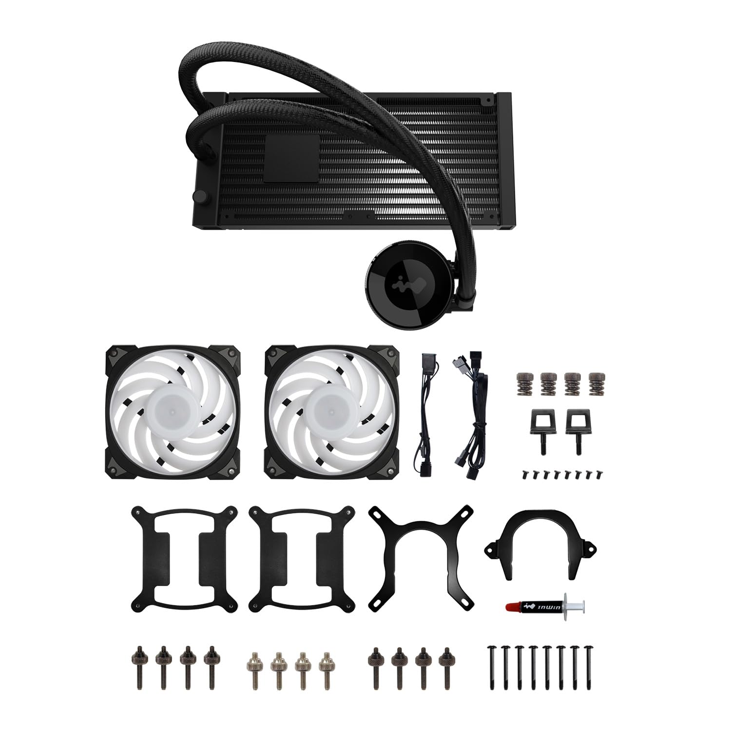IN WIN MR24 ARGB Close-Loop AIO CPU Liquid Cooler - 240mm Radiator with Dual 120mm ARGB PWM Fans - Compatible with AMD Ryzen AM5/AM4 & Intel LGA 1700/1200 - Rotatable CPU Block - Perfect for Gaming PCs, Workstations, and High-Performance Cooling Systems