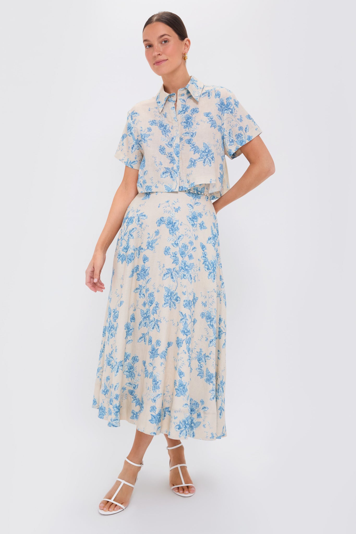 Bougainvillea Bergamot Print Floral Maxi Skirt - Women's Bohemian Summer Beach Dress for Vacation, Garden Party & Outdoor Date