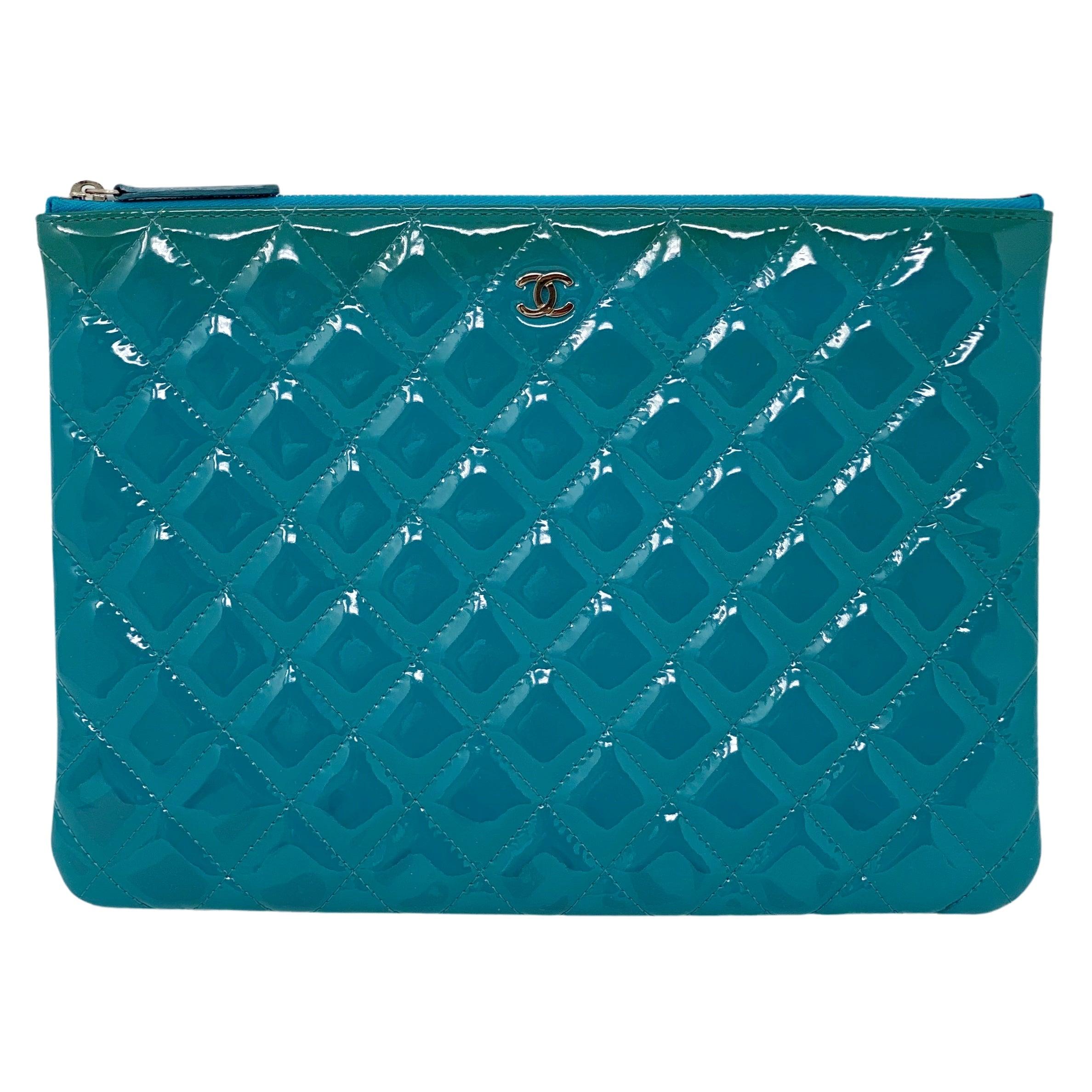 Chanel Small Turquoise O Case Pouch - Luxury Leather Wallet for Women - Perfect for Everyday Use & Travel Accessories
