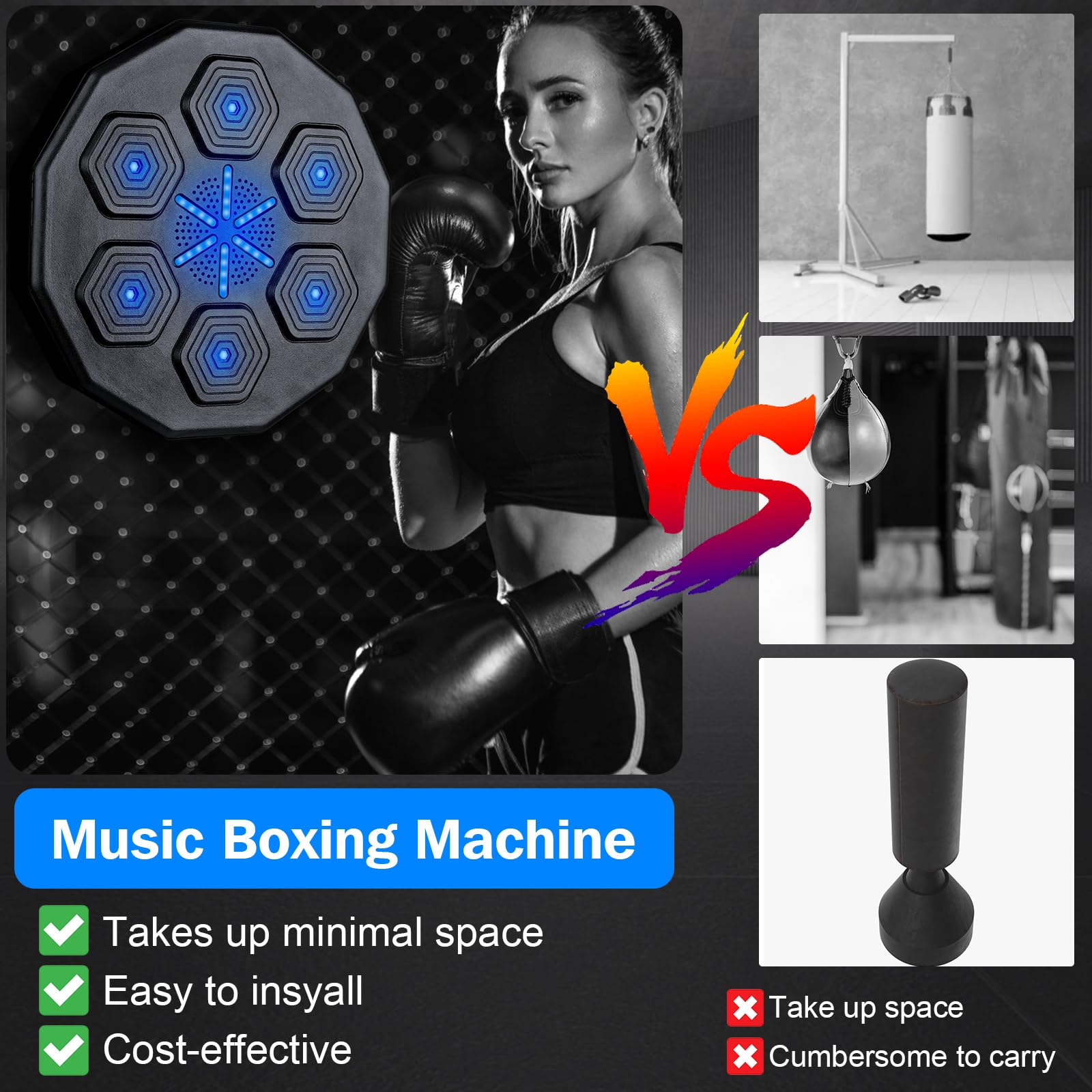 2025 Upgraded 2.0 Smart Bluetooth Music Boxing Machine - Wall Mounted Home Exercise Equipment with Parent-Child Game Mode | Perfect for Home Gym, Cardio Workouts & Family Fitness Activities