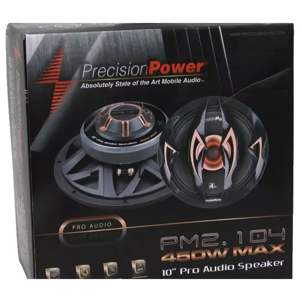 Precision Power PM2.104 10 Inch 2-Way Professional Audio Speaker with Compression Tweeter - Perfect for Car Audio Systems, Home Theater, and Live Performances