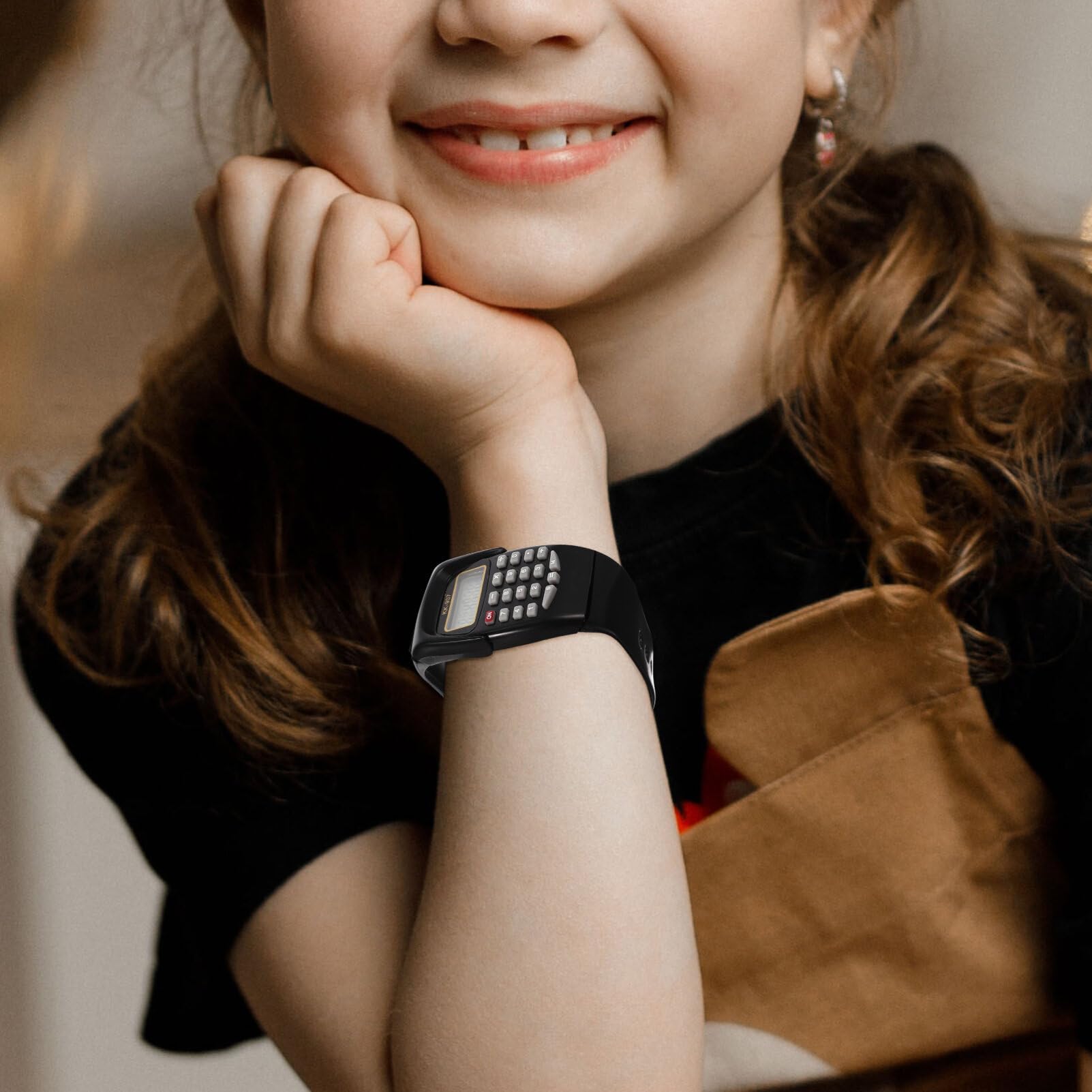 2-Pack Mipcase Digital Calculator Watch for Kids - Geometric Operation Wristwatch for Boys & Girls - Black Unisex Design - Perfect for School, Math Practice & Everyday Use