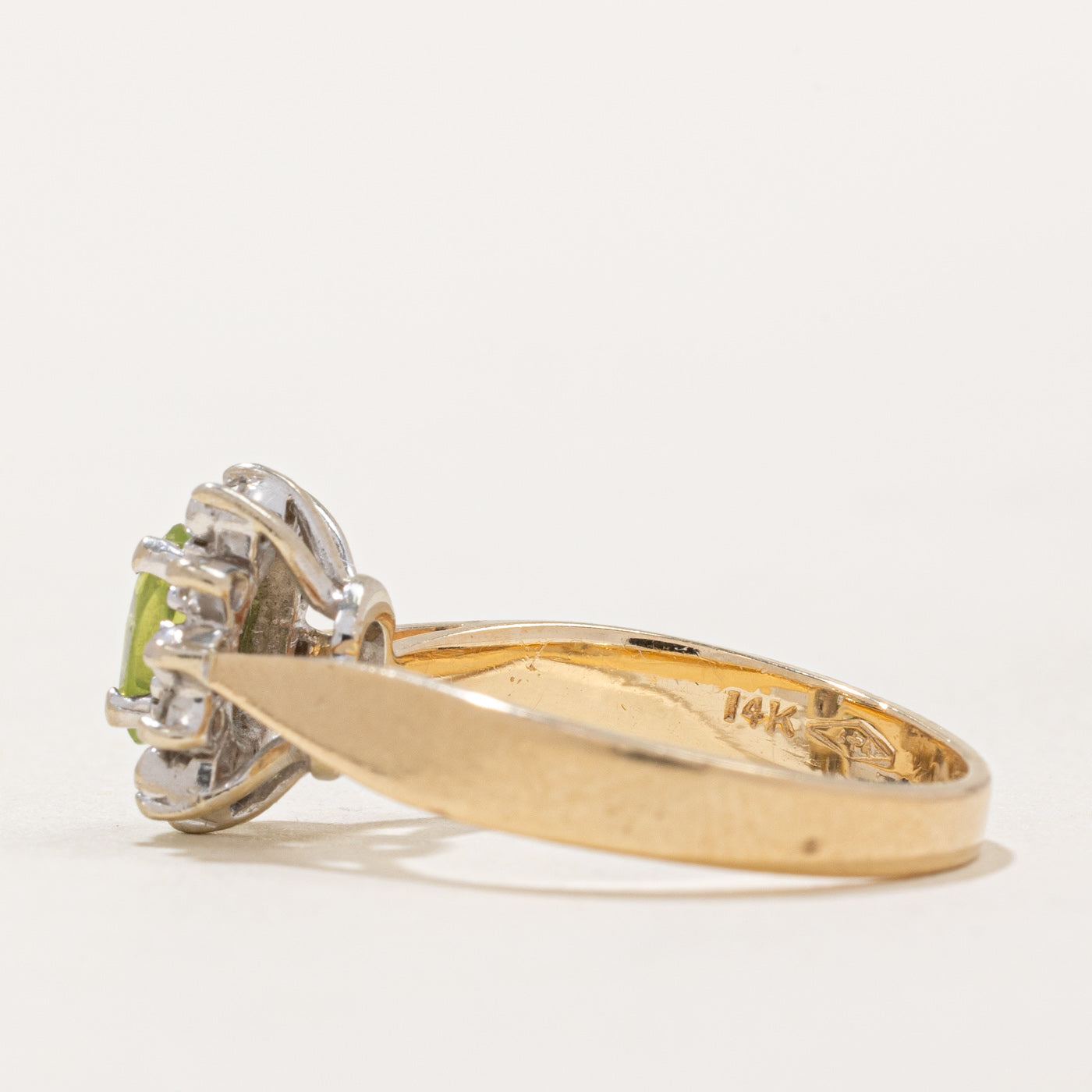 Peridot & Diamond Halo Ring - 0.40ct Genuine Peridot with 0.06ctw Diamond Accents - Size 6.25 - Elegant Birthstone Jewelry for August, Perfect for Engagement, Anniversary & Special Occasion Gifts