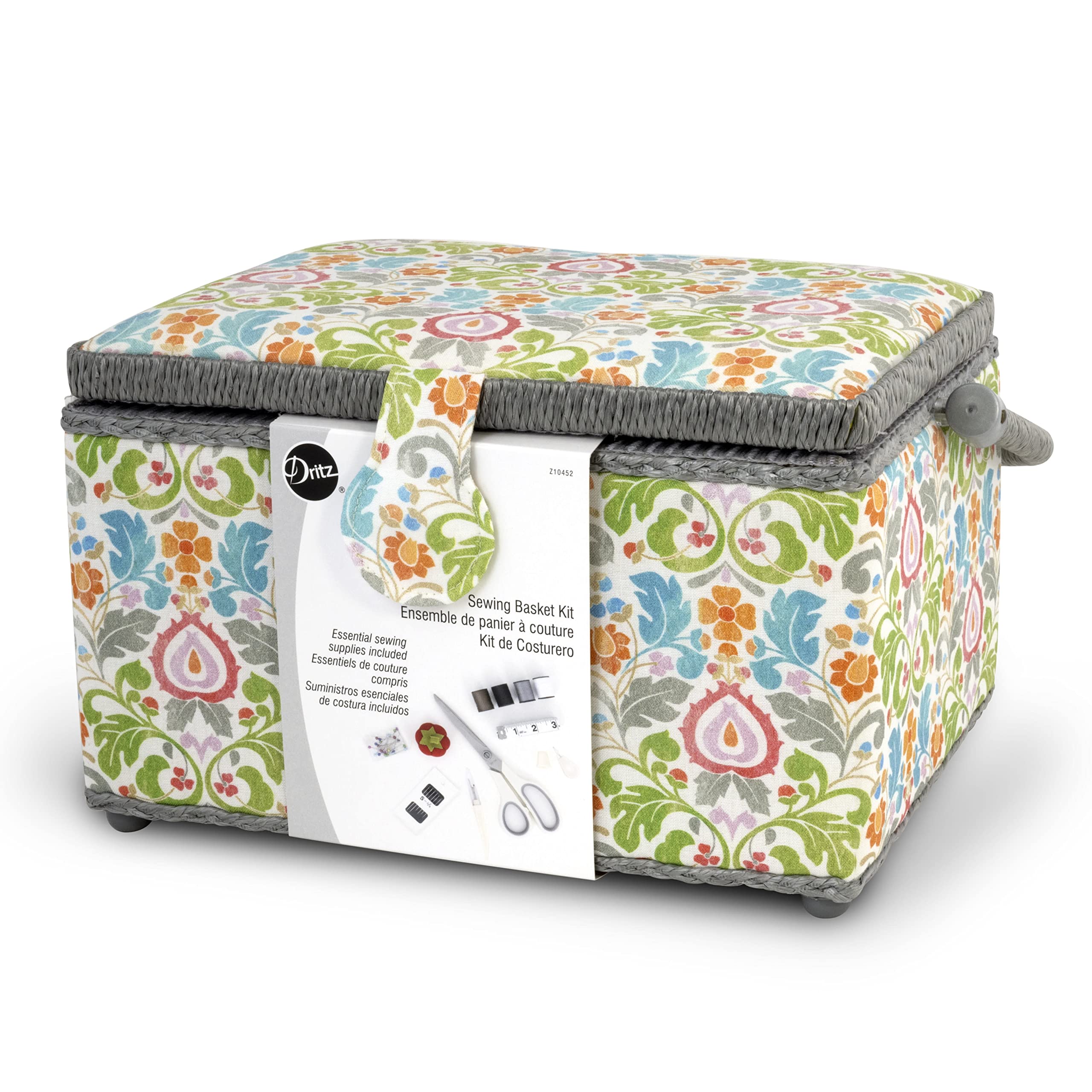 Dritz Multicolor Sewing Basket & Essentials Kit Organizer - Perfect for DIY Crafting, Quilting, and Home Sewing Projects