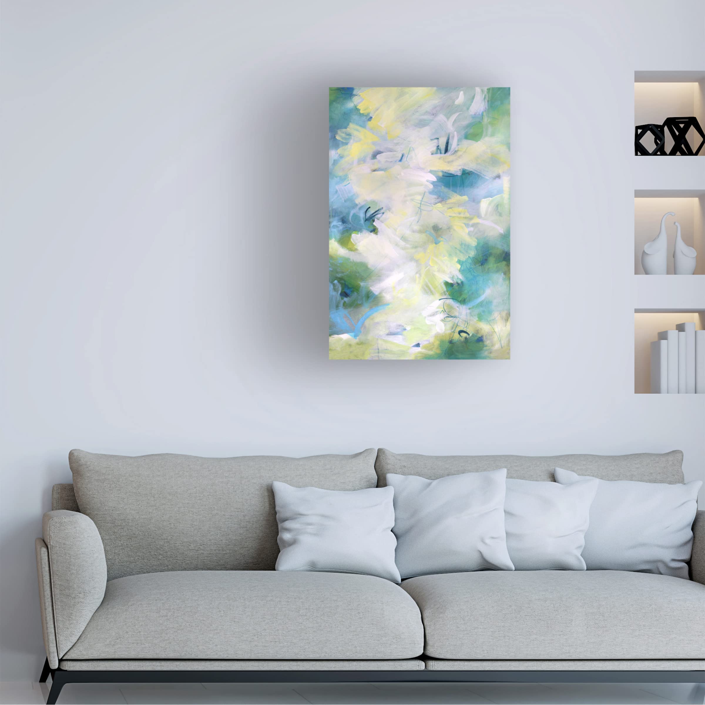 Trademark Fine Art 'Springtime Rhythms I' Canvas Wall Art by Sue Riger - Modern Floral Painting for Living Room, Bedroom & Office Decor