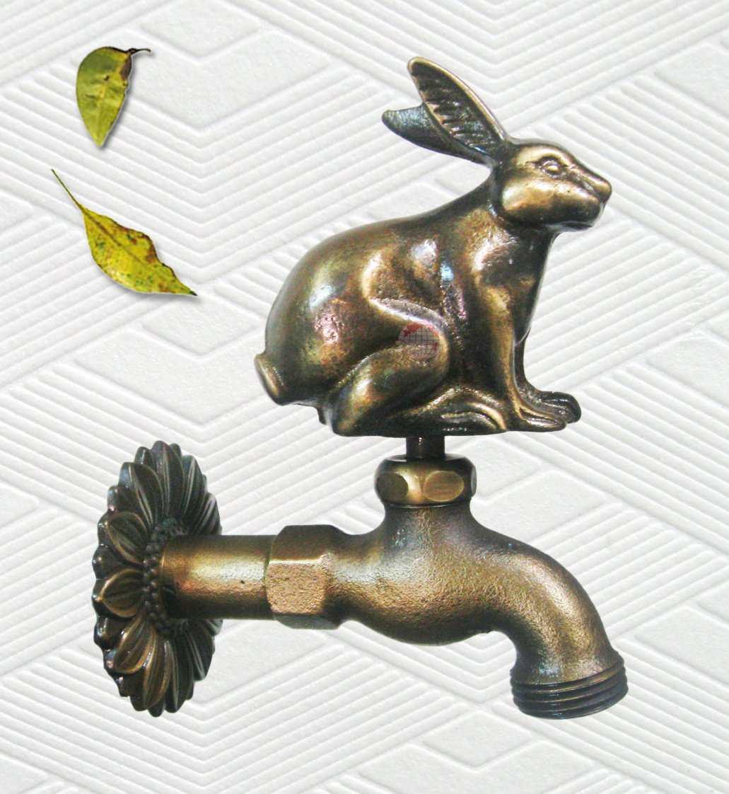 Premium Brass Rabbit Garden Faucet - Outdoor Water Spigot with Vintage Design - Perfect for Garden, Yard, and Patio Use