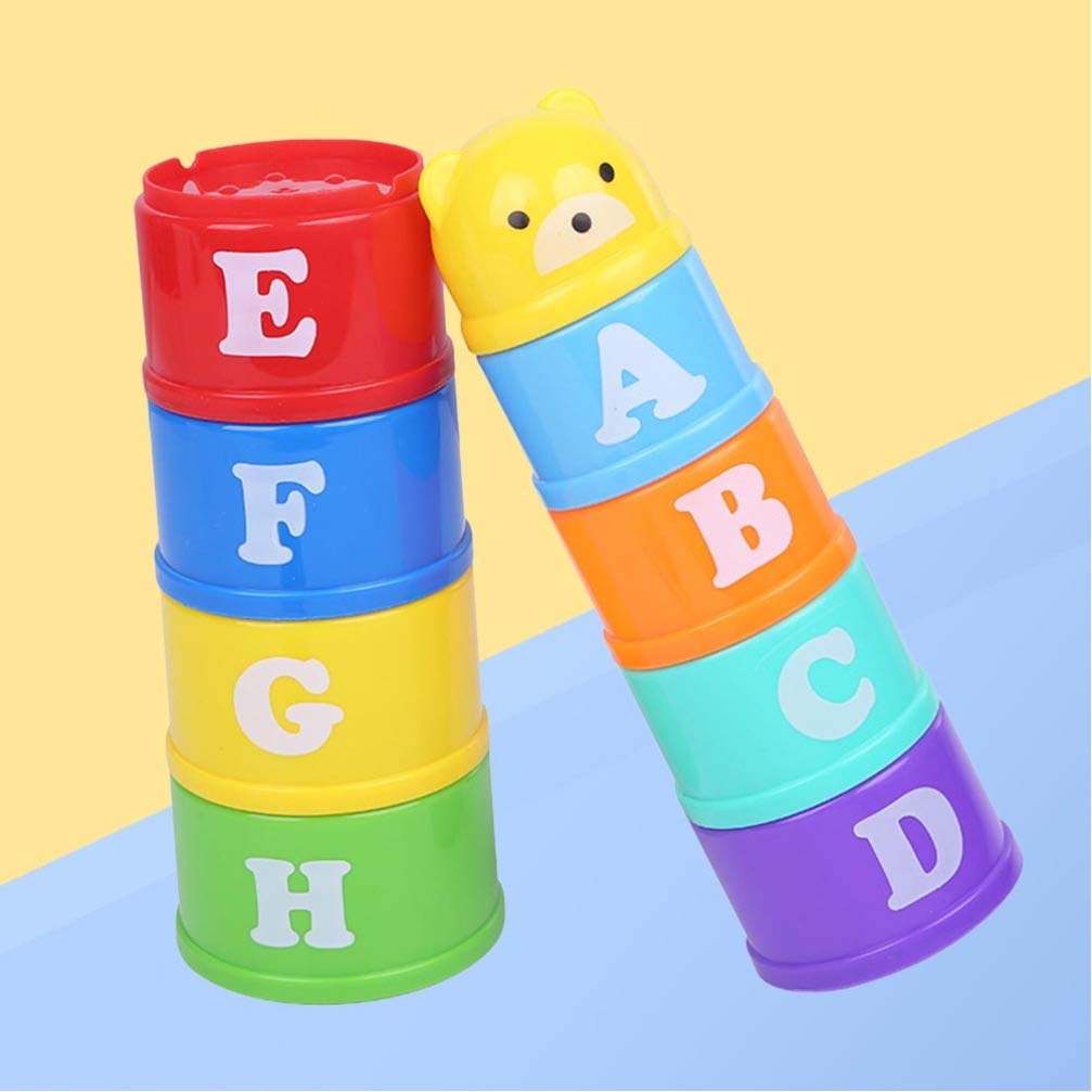 POPETPOP 9pcs Bird Stacking Cup Toys - Interactive Parrot Training & Chewing Toys for Parakeets, Cockatiels | Educational Cage Enrichment for Mental Stimulation & Playtime Fun