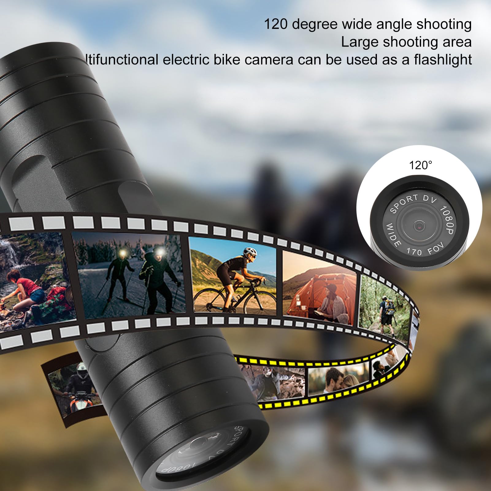 PUSOKEI 1080P Waterproof Motorcycle Helmet Camera - LED Light Bike Video Camera, Mini Sports Action Camera for Cycling, Motorcycling & Outdoor Adventures