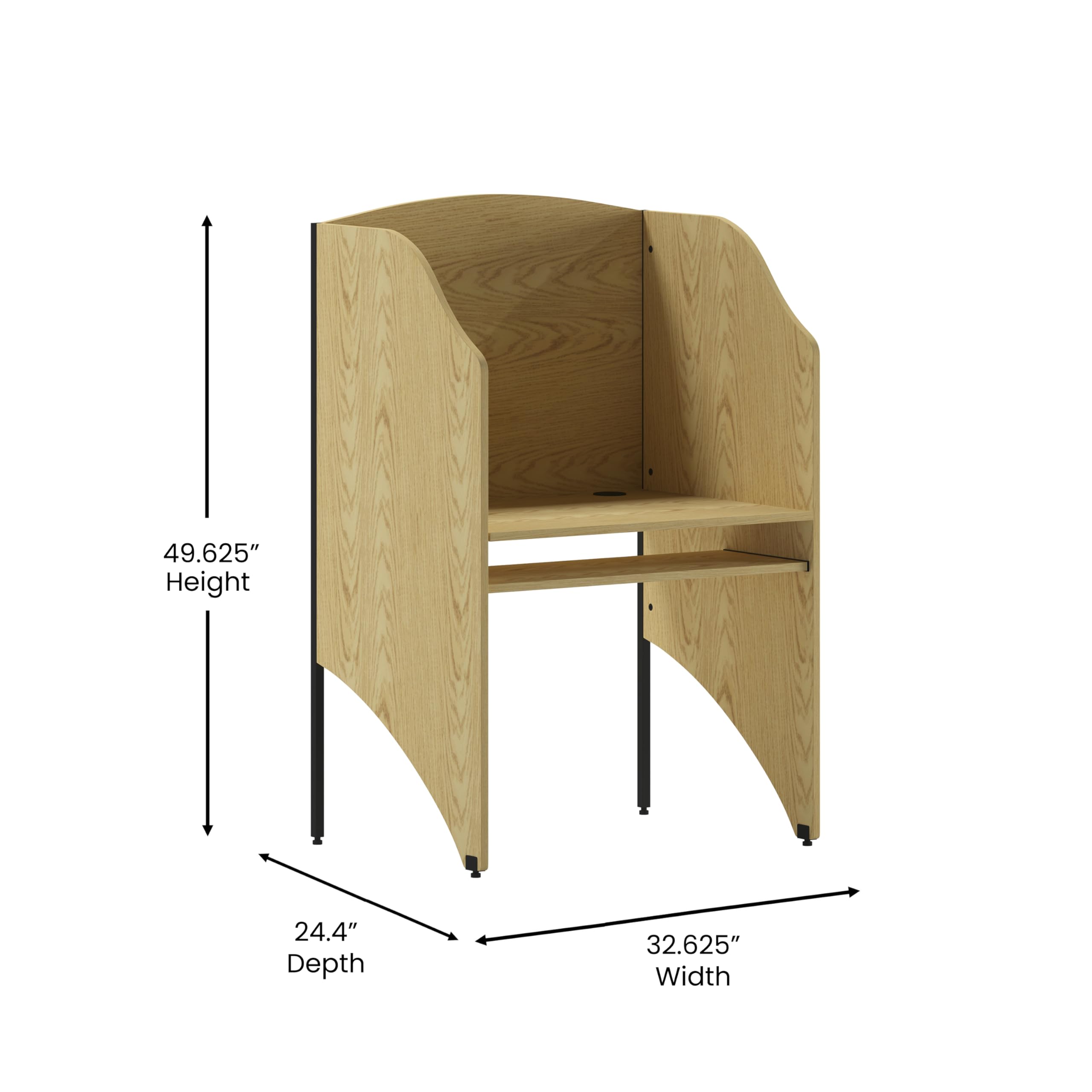 Flash Furniture Kevin Starter Study Carrel Desk - Oak Finish Home Office Desk for Small Spaces, Perfect for Studying, Working & Reading in Libraries, Dorms or Home Offices