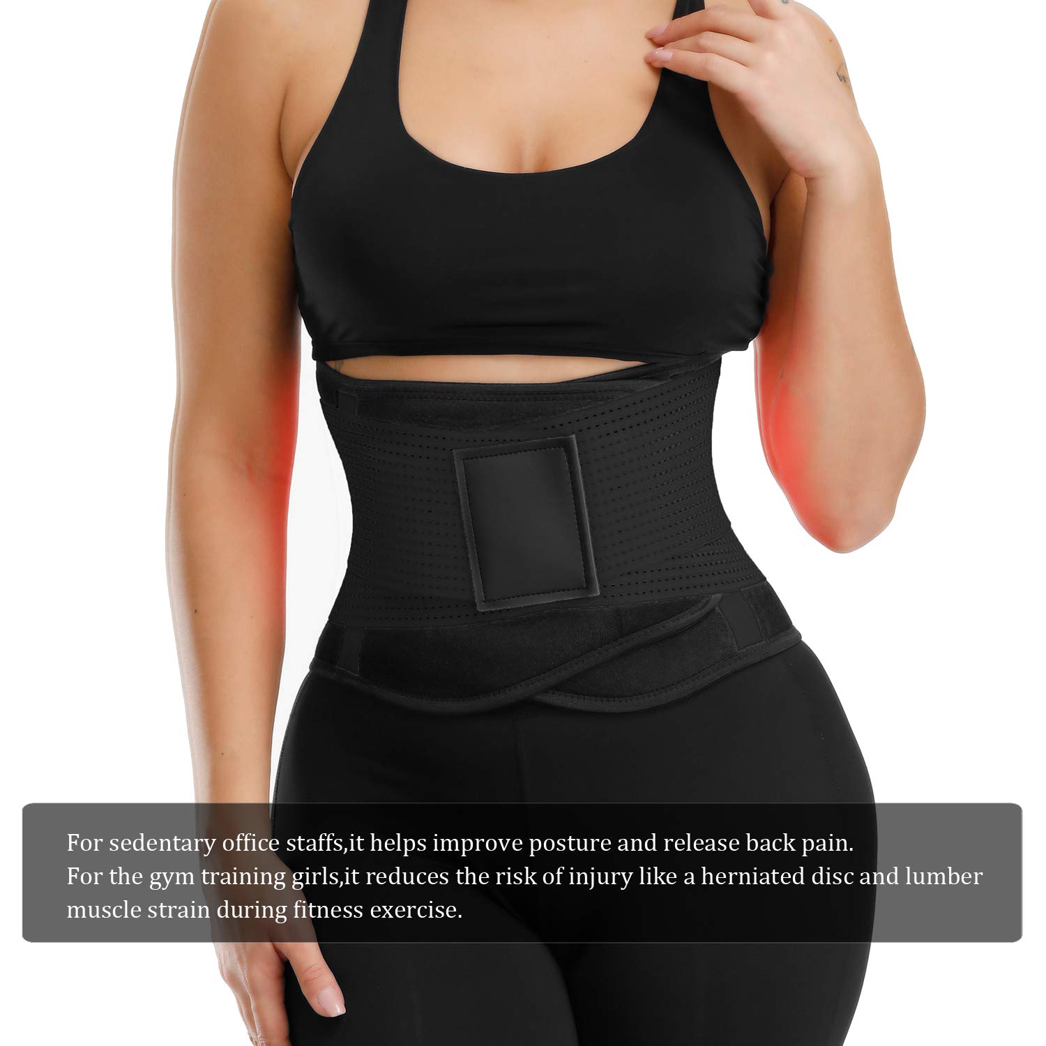 VENUZOR Waist Trainer Belt for Women - Slimming Body Shaper & Waist Cincher - Postpartum Recovery & Workout Girdle - Tummy Control Corset for Weight Loss & Gym Training (Black, Medium) - Perfect for Yoga, Fitness & Everyday Wear